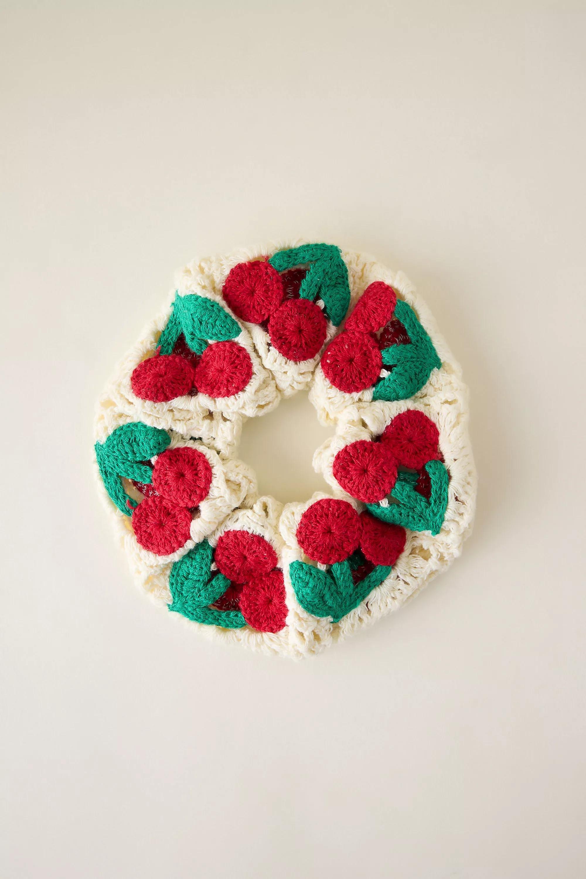 Crochet Hair Scrunchie, Red, A501_0060, large image number 0