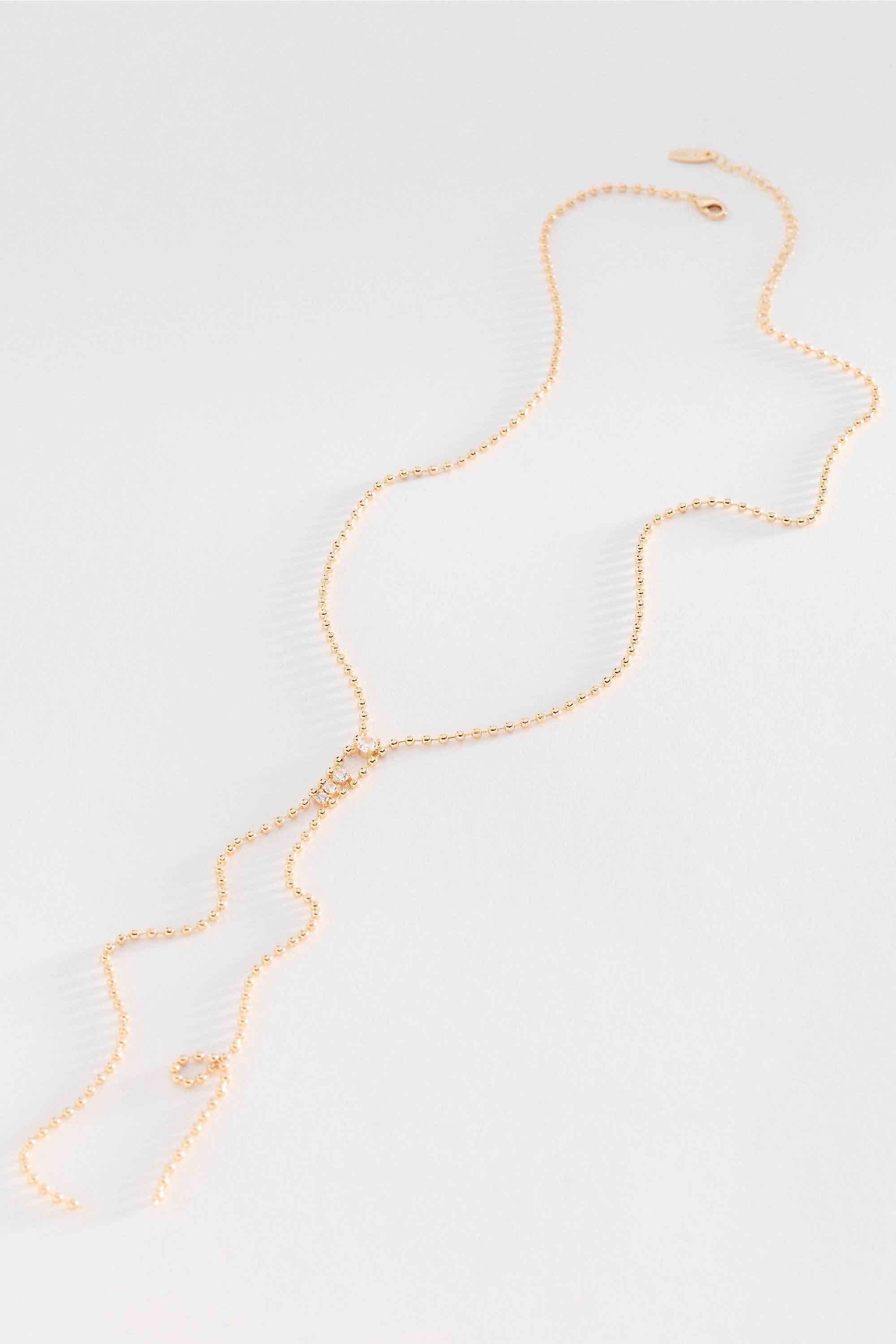 Ball Chain Y-Neck Necklace, Gold, A501_0070, large image number 0