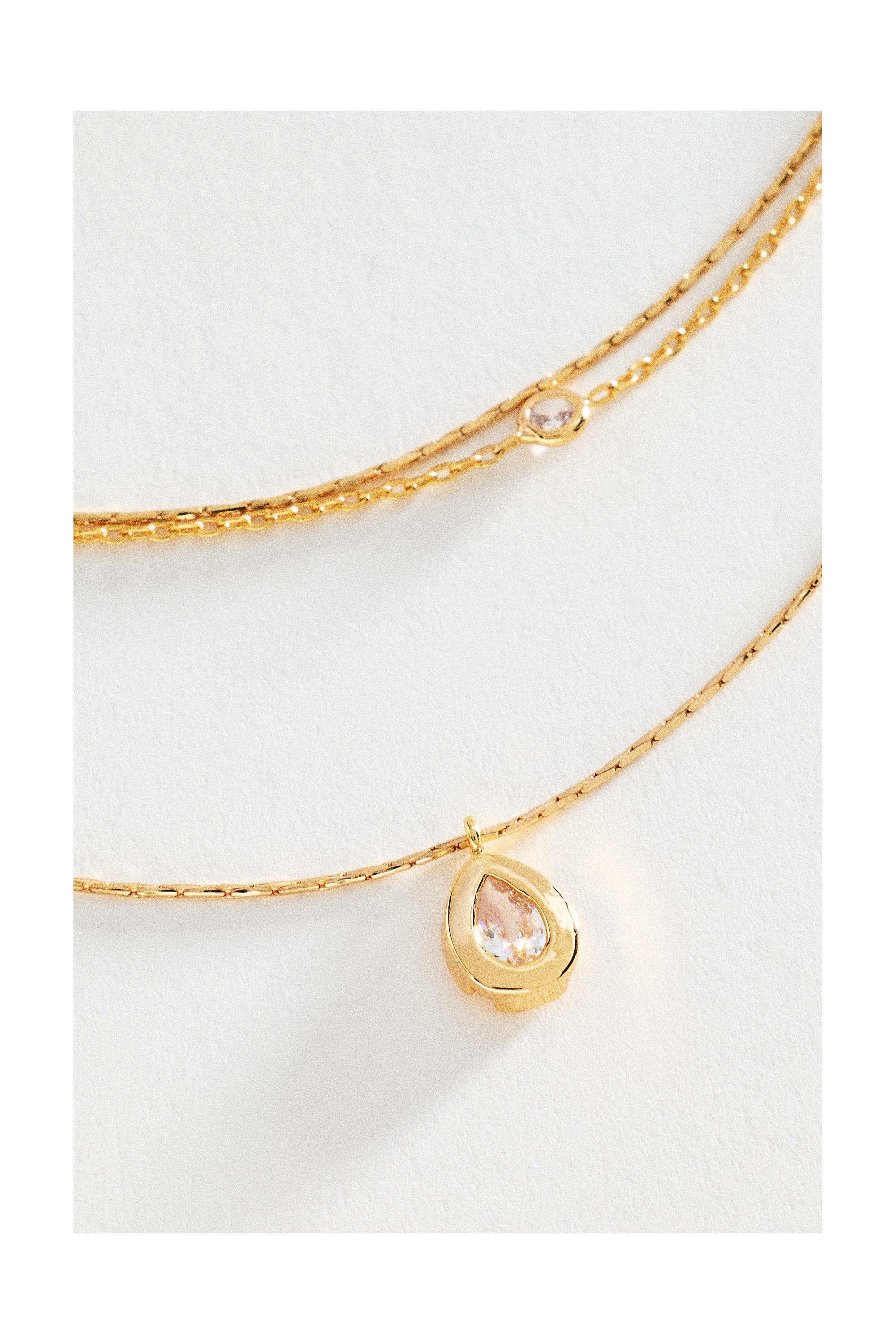 Delicate Layered Crystal Necklace, Gold, A501_0070, large image number 2