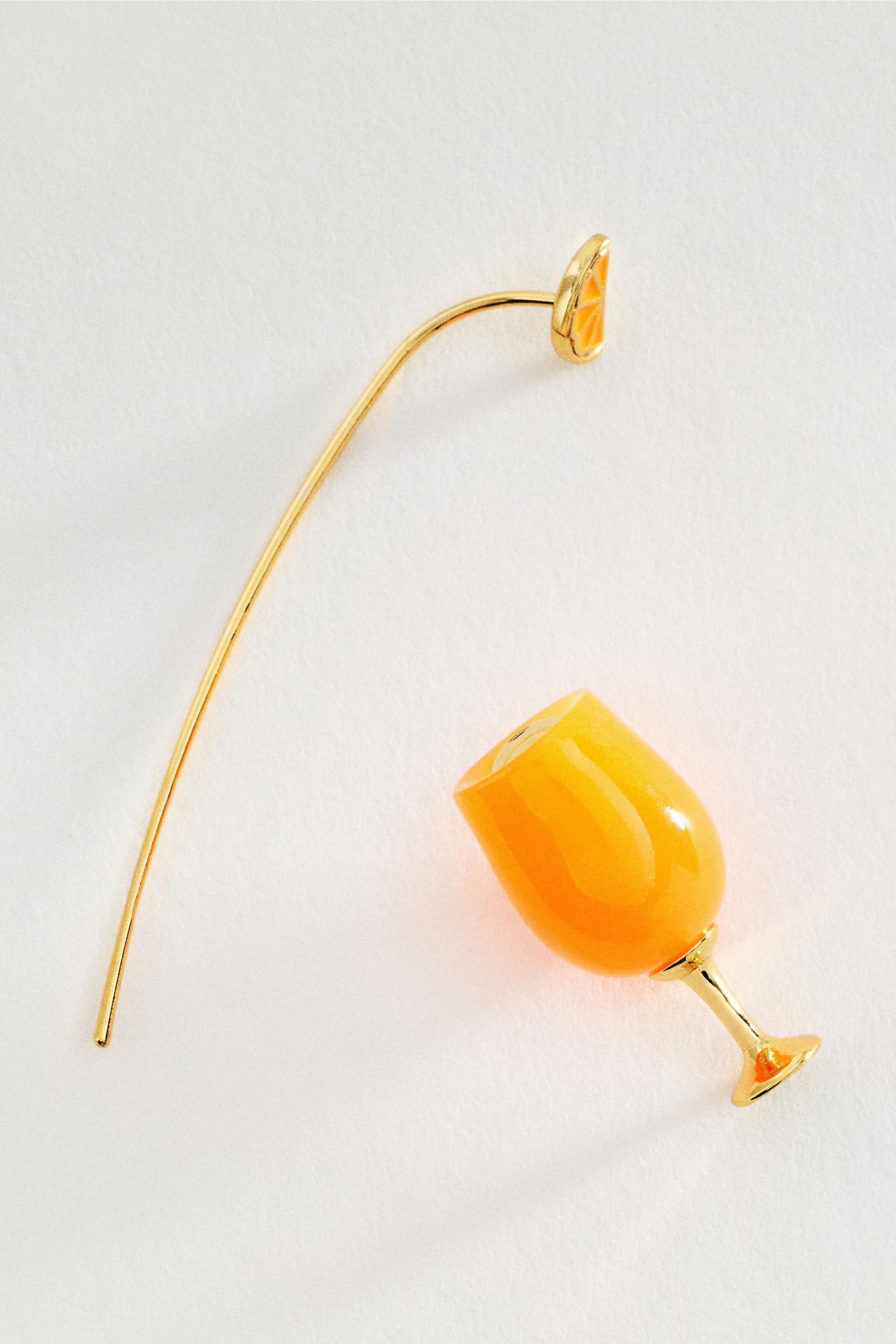 ORANGE Cocktail Icon Threader Earrings, Orange, large image number 1