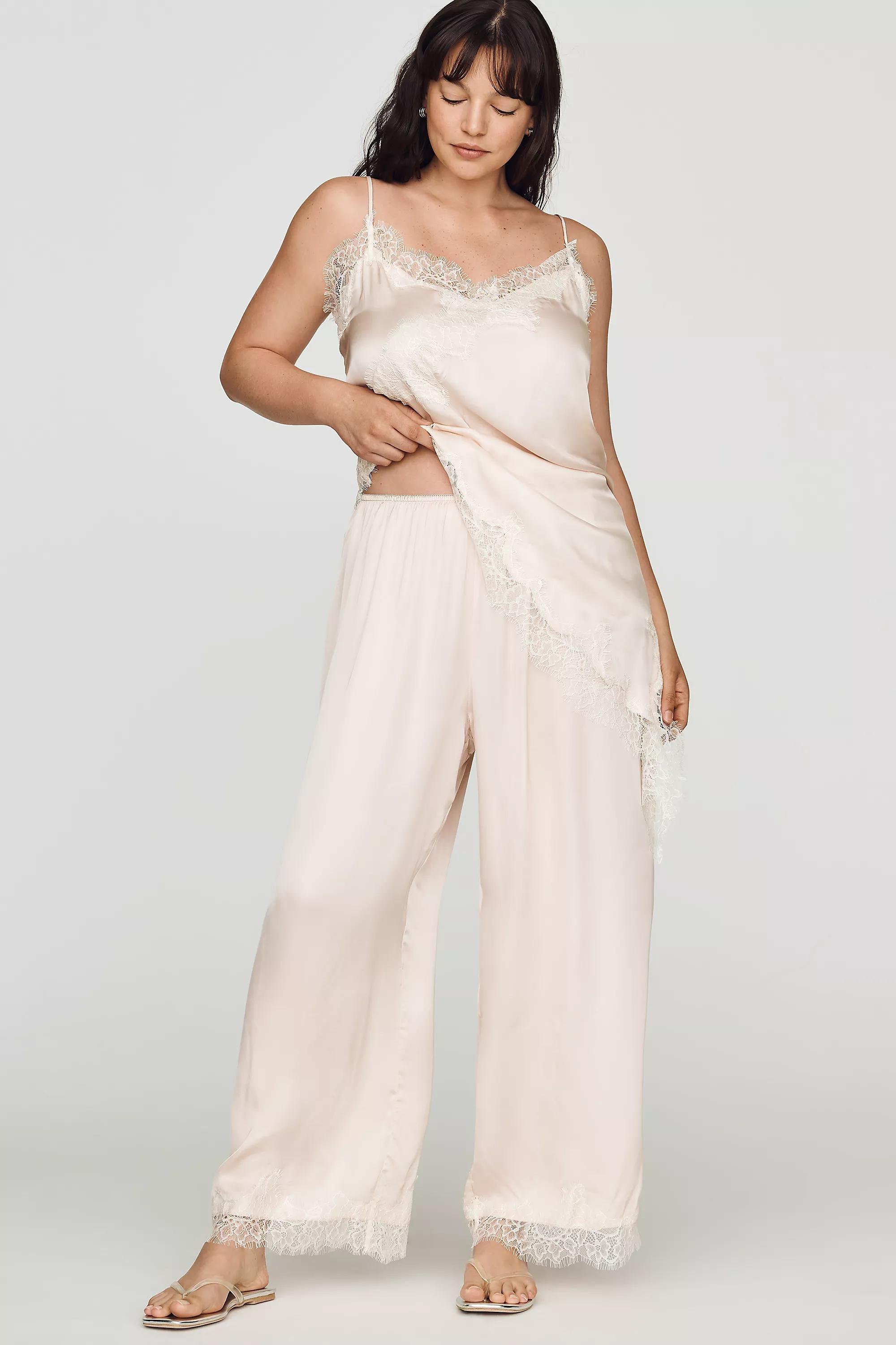 Lyrebird Satin Lace-Trim Asymmetrical Tank Top White, A501_0017, large image number 5