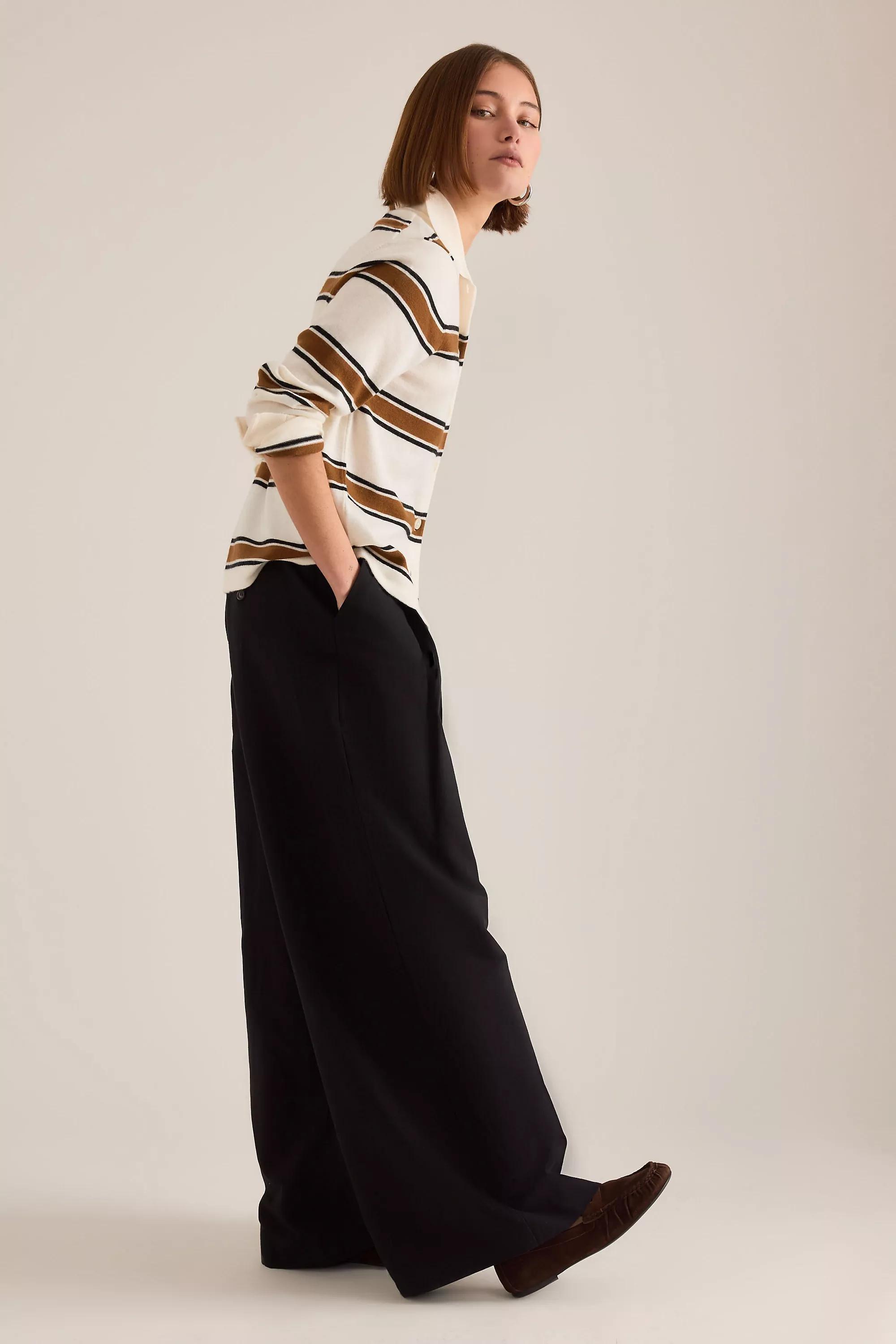 By Meave The Avery Pleated Trousers, Black, A501_0001, large image number 1