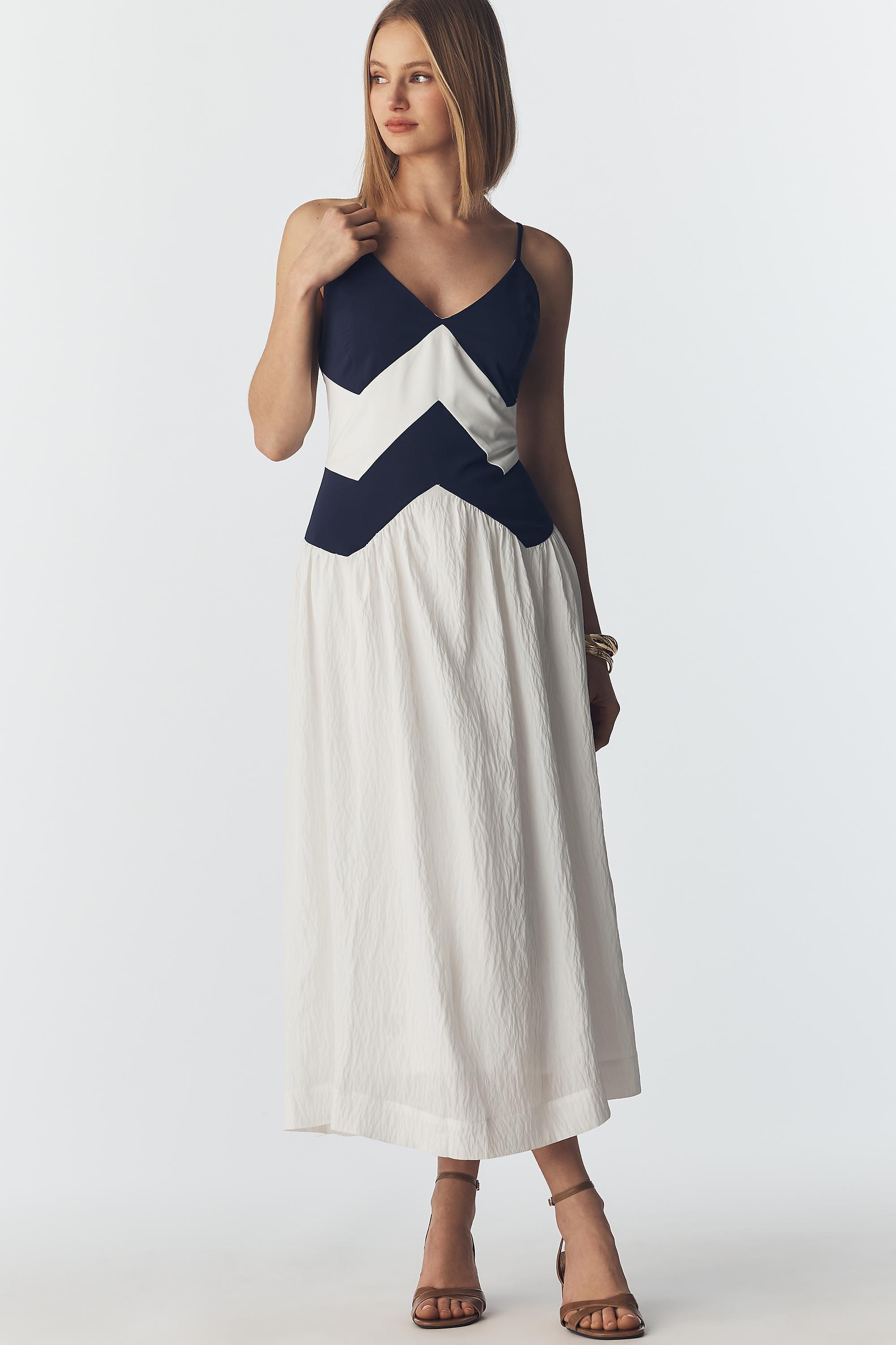 Maeve Sleeveless Twofer Midi Dress, Women, Navy, large image number 0