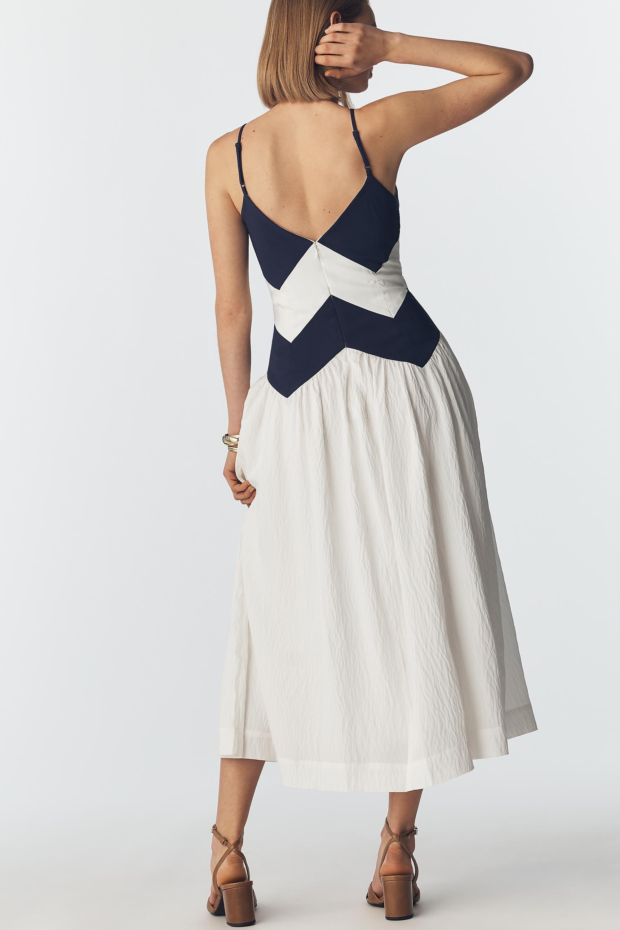Maeve Sleeveless Twofer Midi Dress, Women, Navy, large image number 2