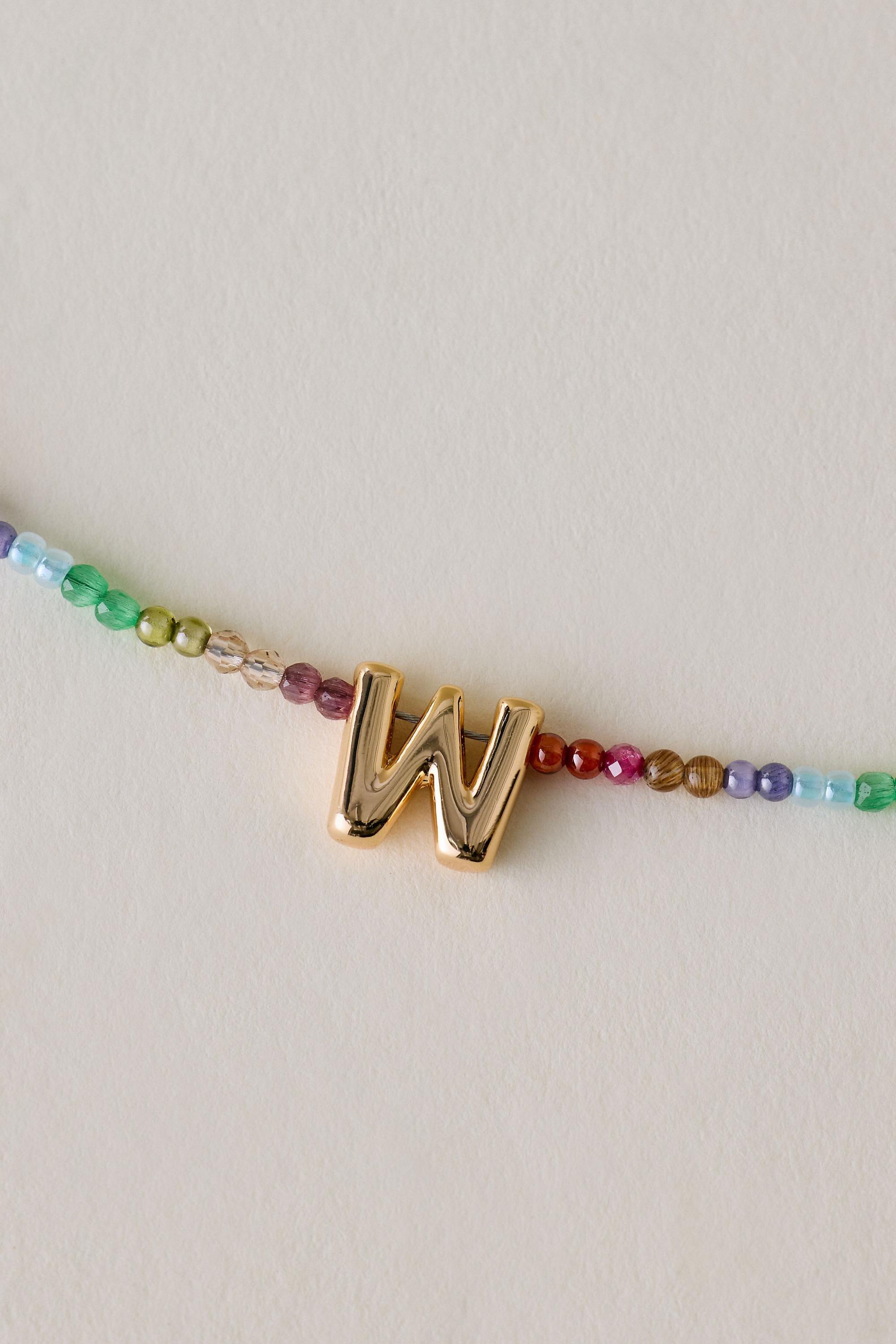 W Beaded Monogram Necklace, A501_0923, medium