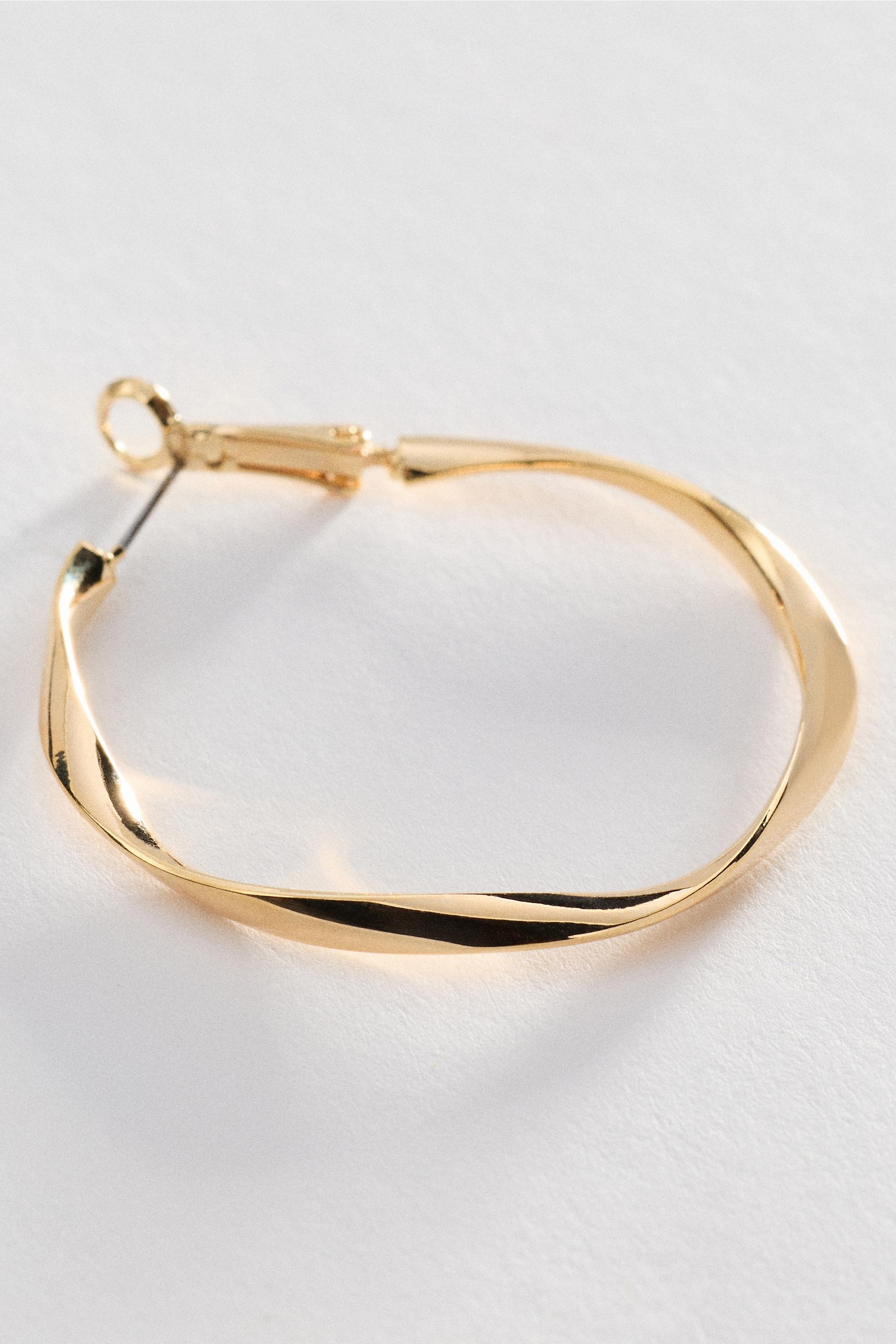 Hammered Hoop Earrings, Gold, A501_0070, medium