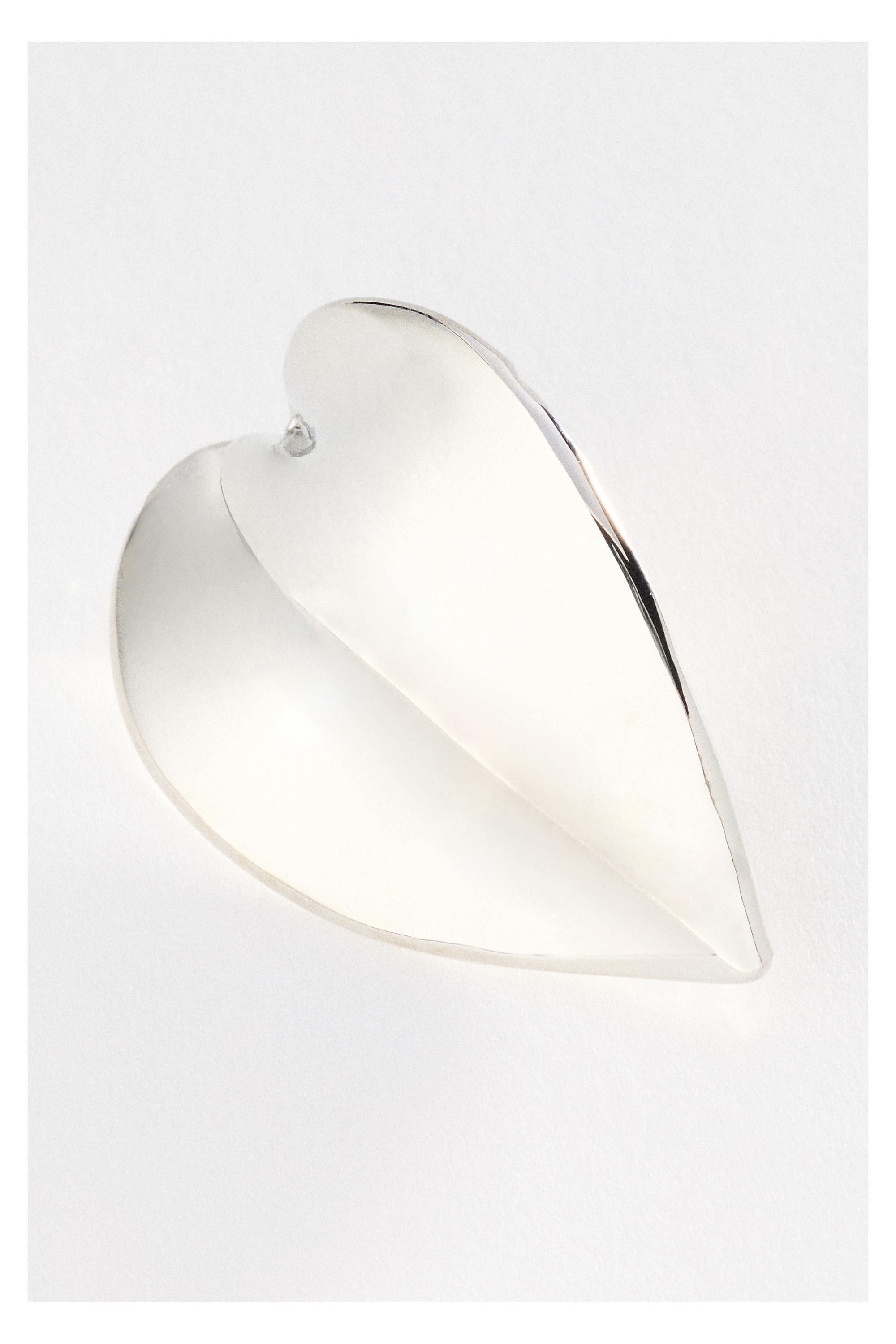 Curved Heart Statement Stud Earrings, Silver, Silver, large image number 2