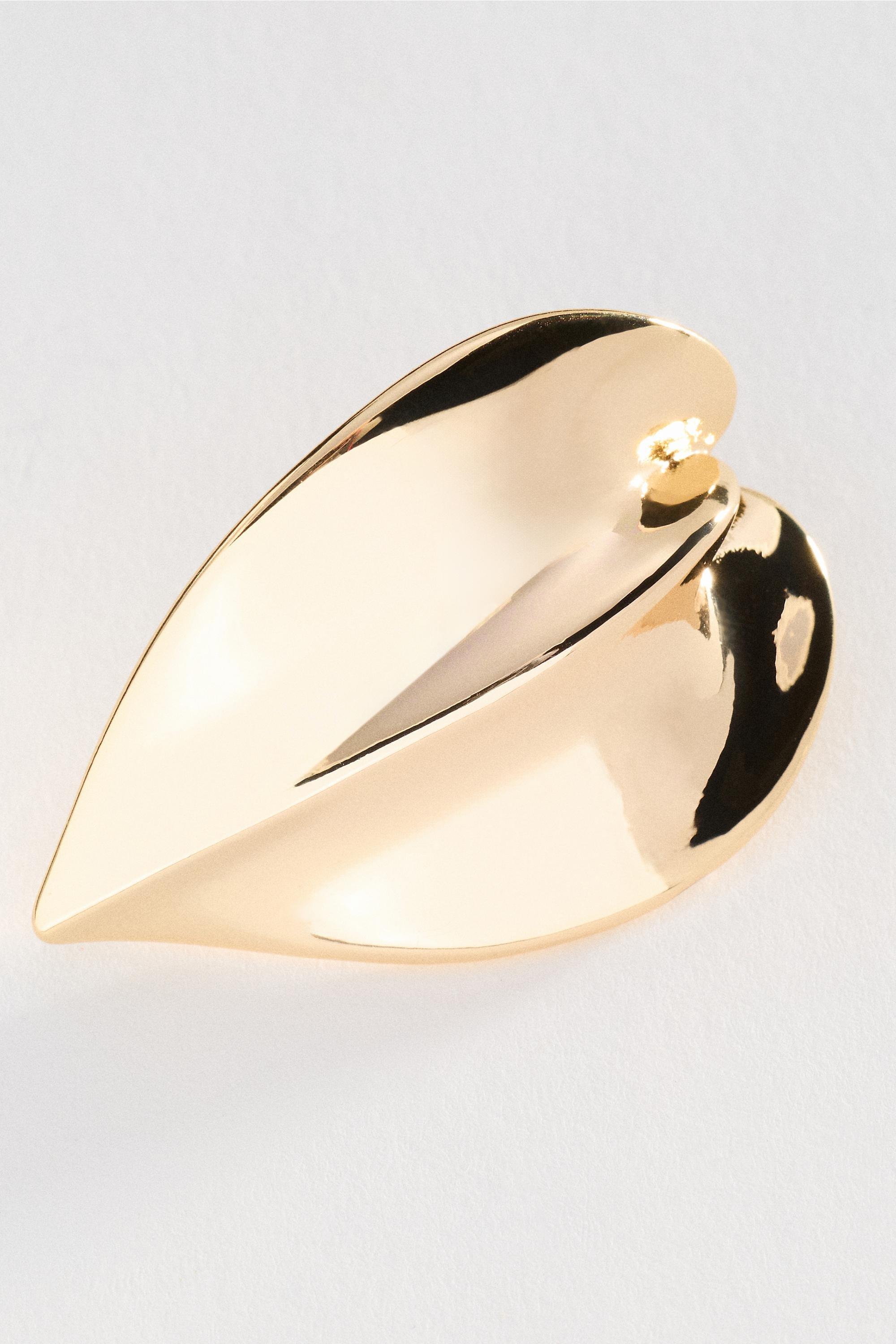 Curved Heart Statement Stud Earrings, Gold, A501_0070, large image number 2