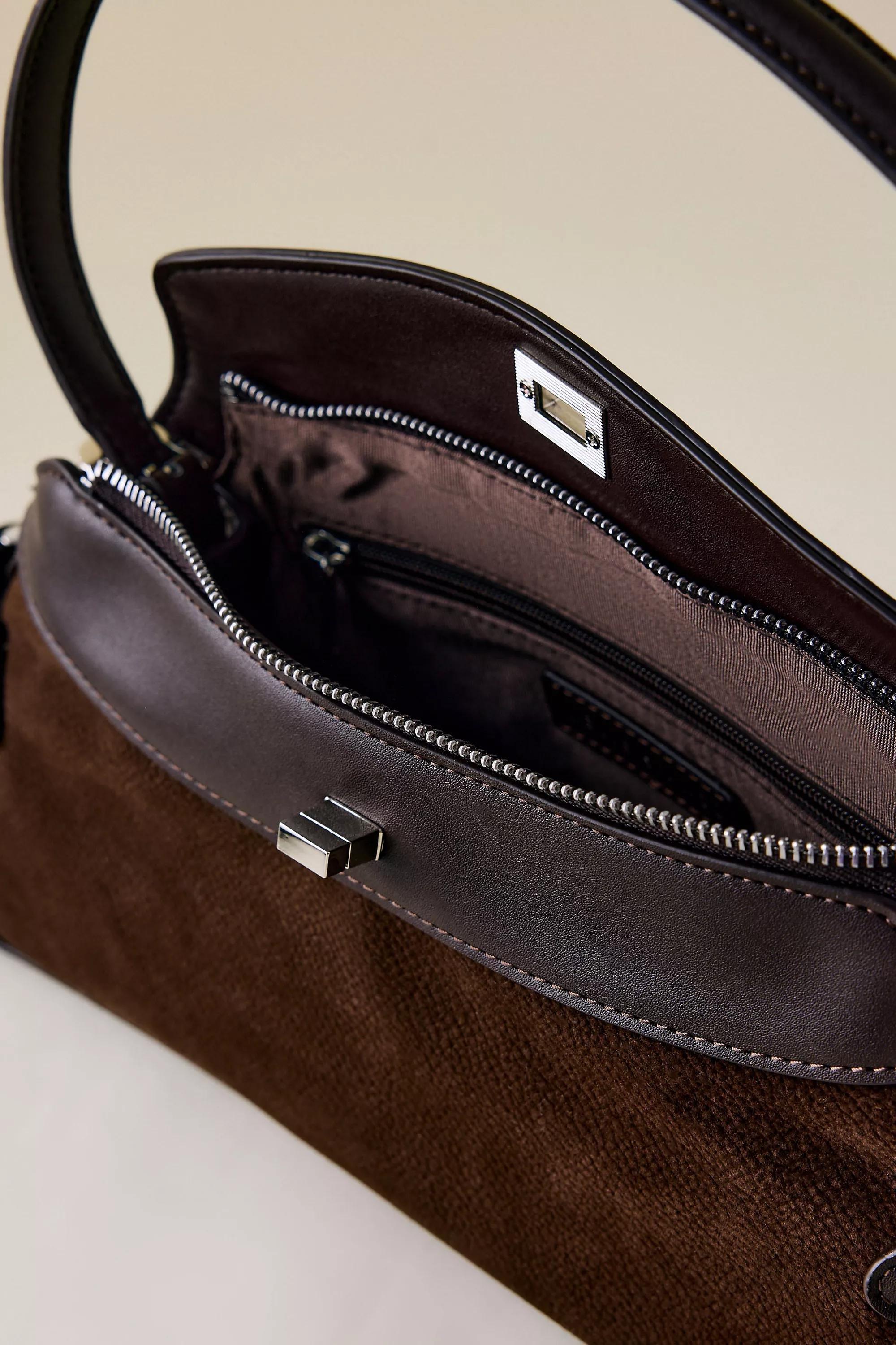 Melie Bianco Mixed Material Top Handle Shoulder Bag, Brown, A501_0021, large image number 2