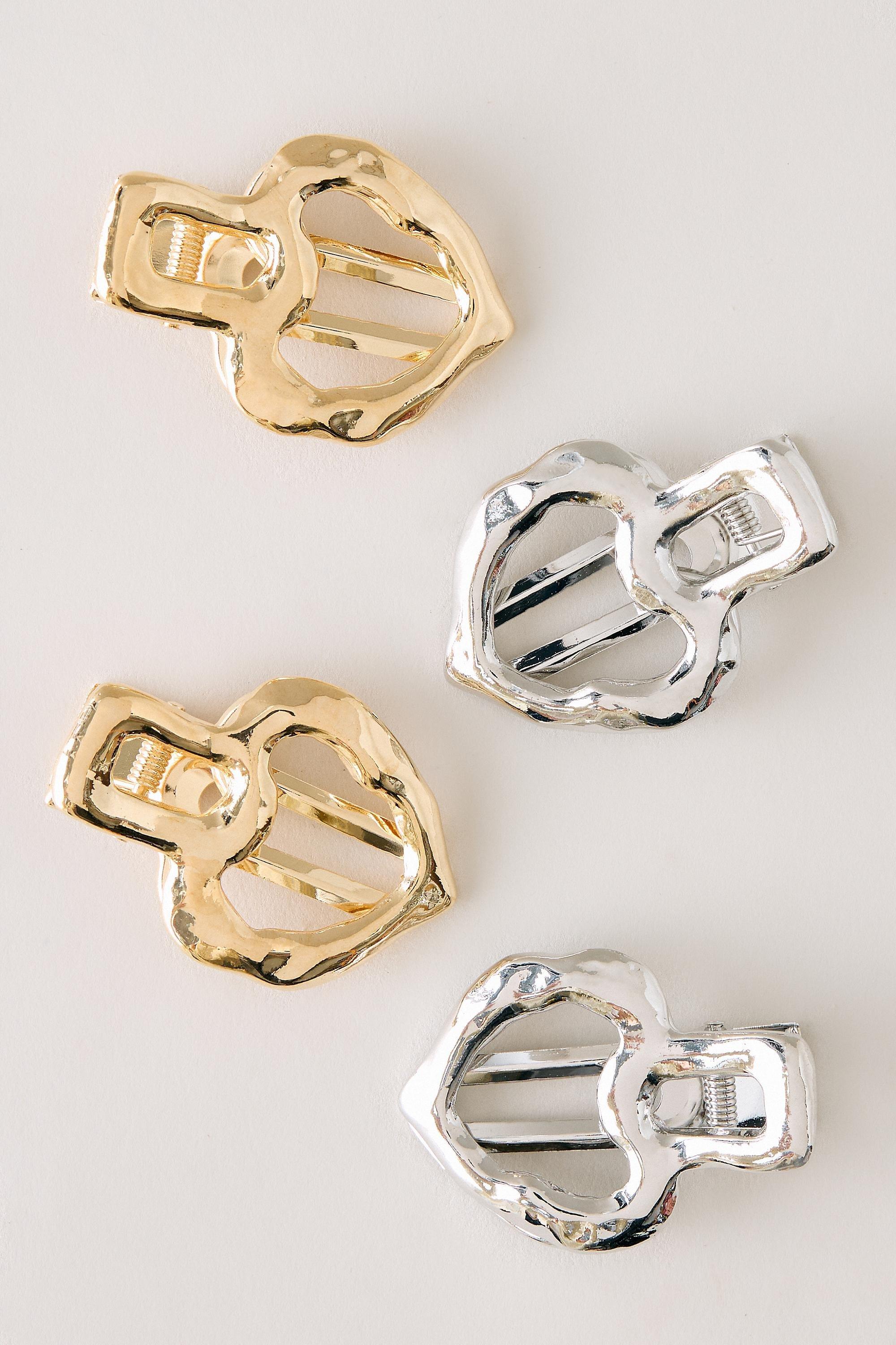Mixed Metal Heart Clips Set Of Four Gold, A501_0122, large image number 0