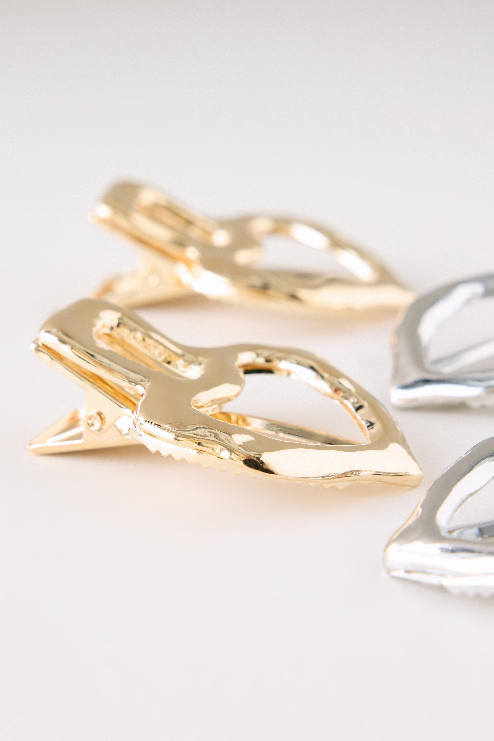 Mixed Metal Heart Clips Set Of Four Gold, A501_0122, large image number 1