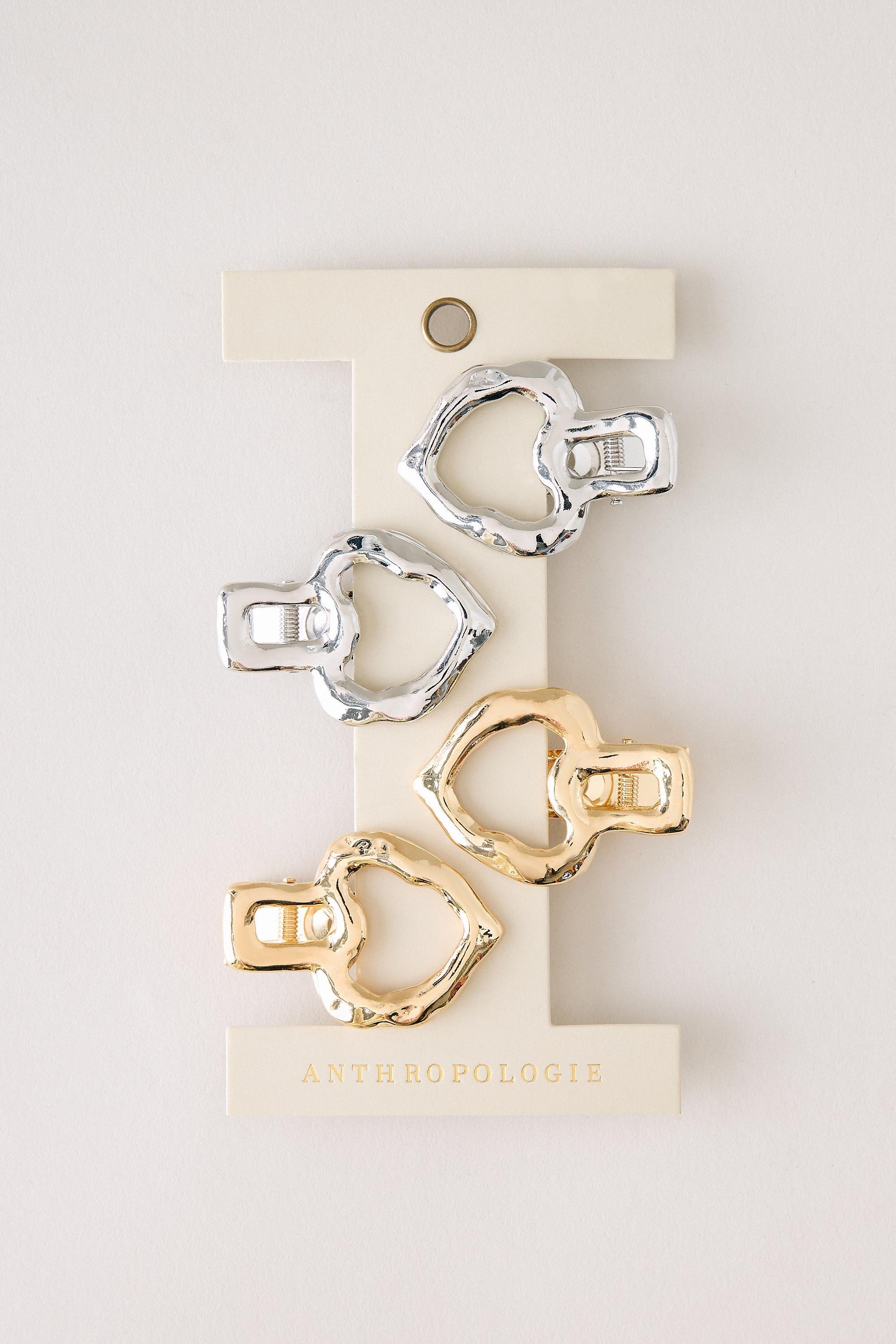 Mixed Metal Heart Clips Set Of Four Gold, A501_0122, large image number 3