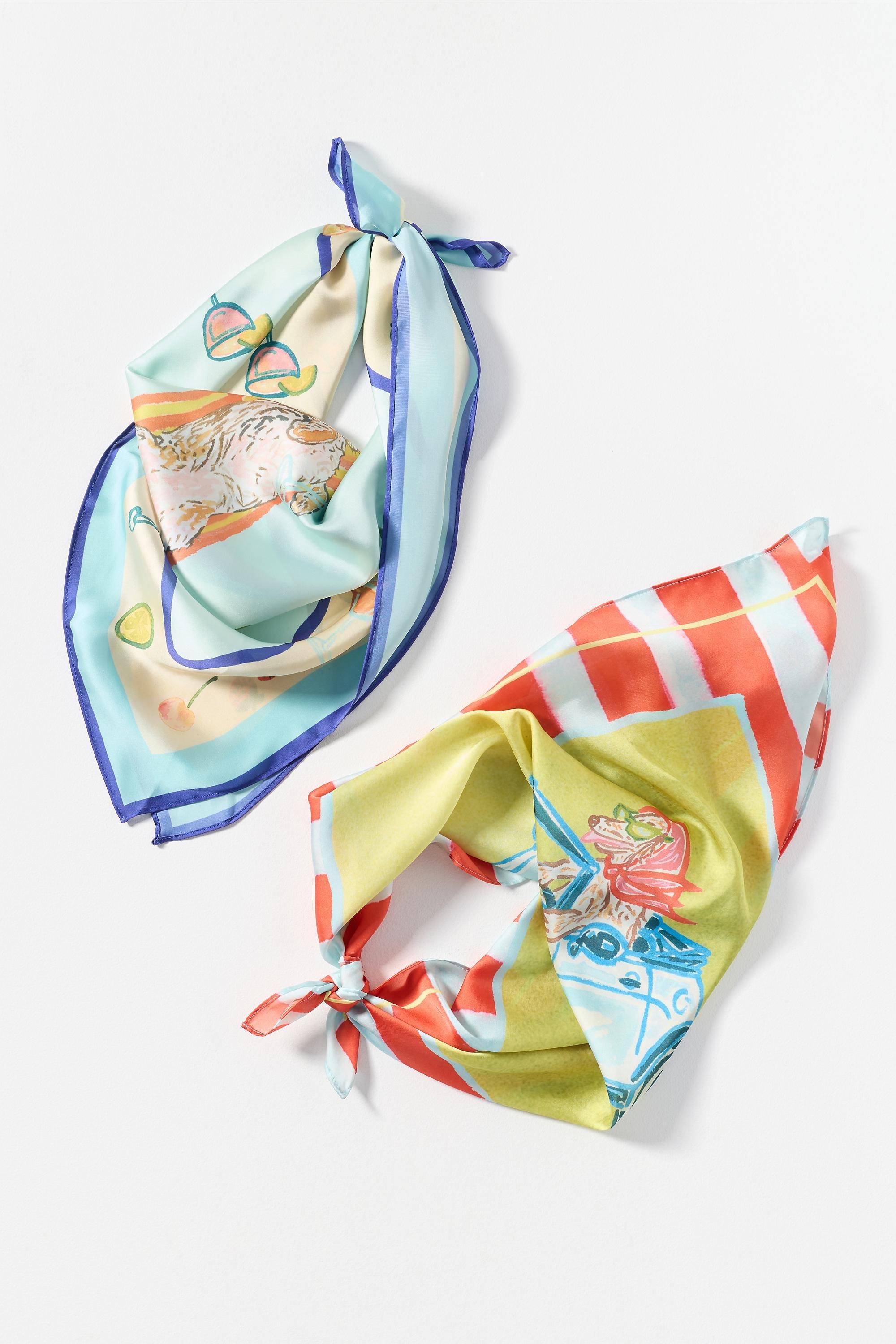 BLUE Nikki Ackerman x Anthropologie Hair Scarves, Set of 2, A501_0040, large image number 0