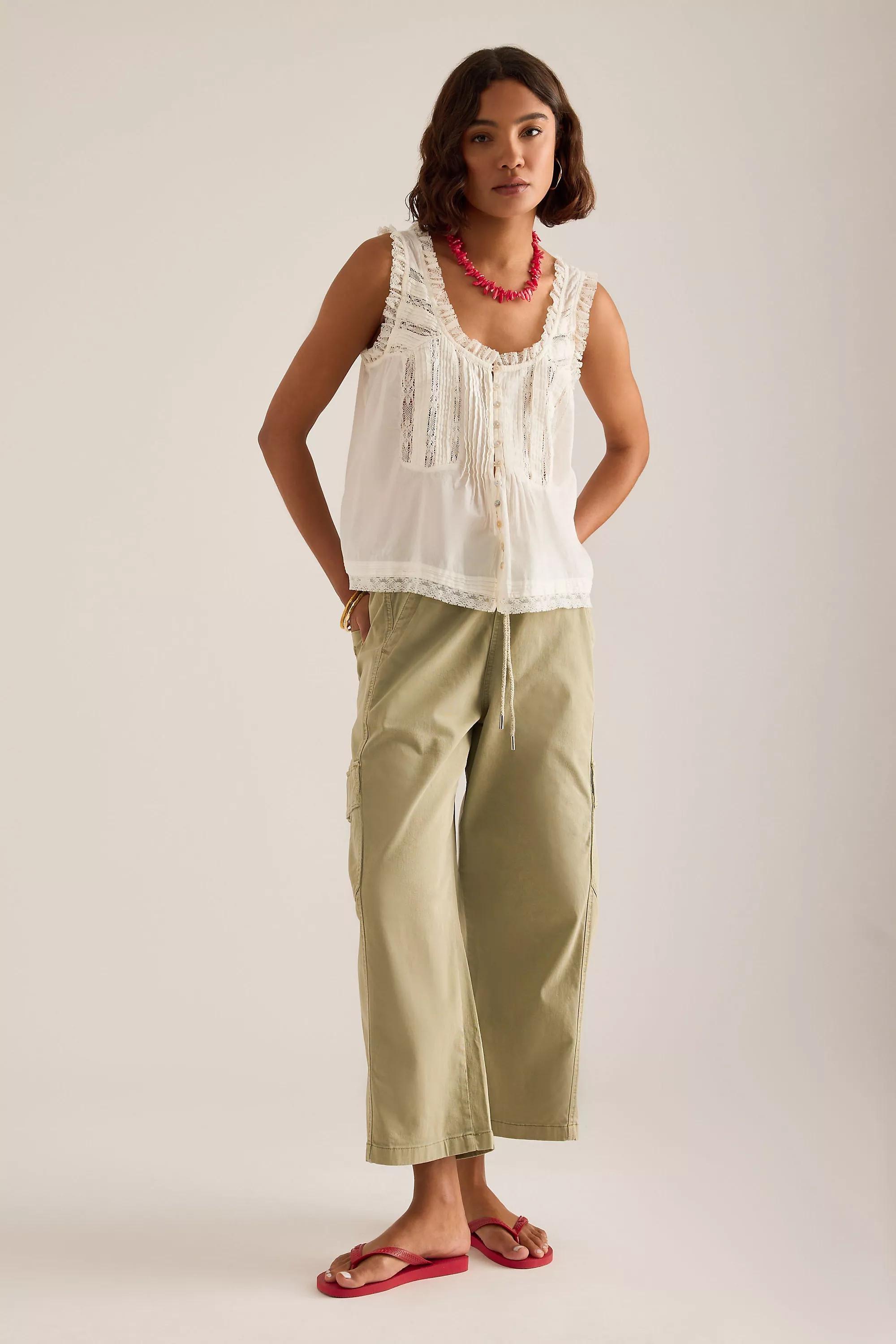 Izzie Relaxed Pull-On Cargo Barrel Pants By Pilcro, Green, Green, medium