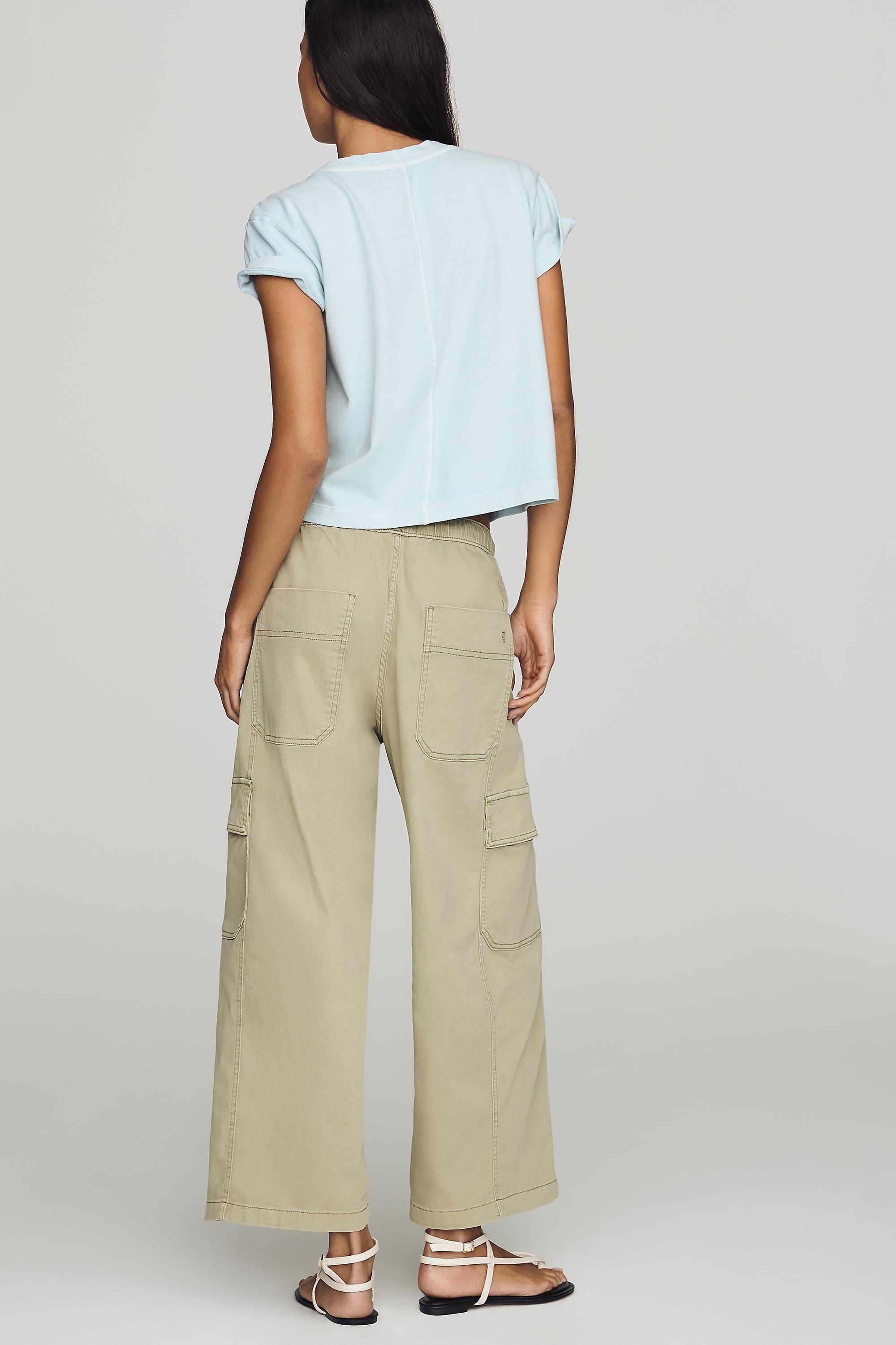 Izzie Relaxed Pull-On Cargo Barrel Pants By Pilcro, Green, Green, large image number 4