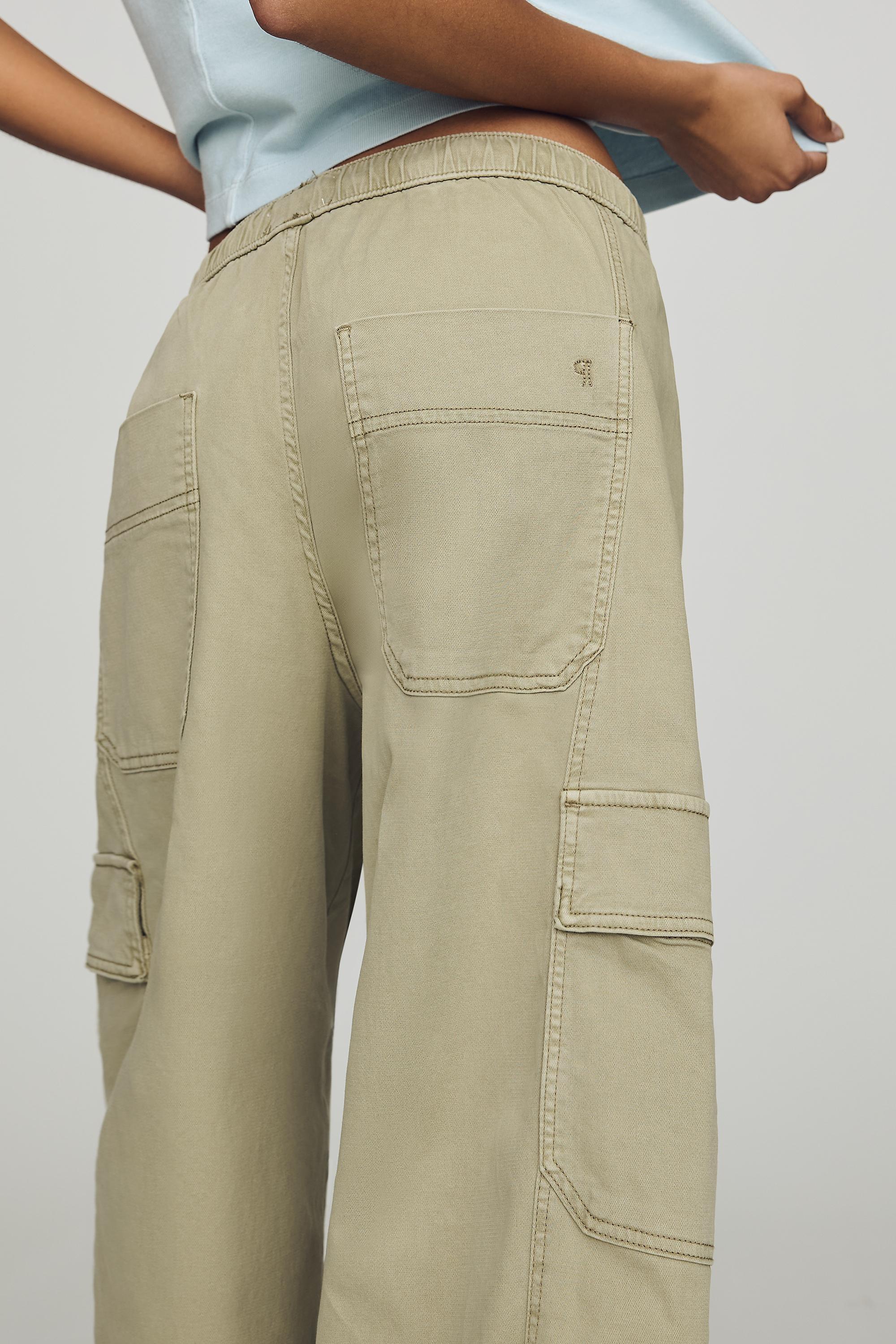 Izzie Relaxed Pull-On Cargo Barrel Pants By Pilcro, Green, Green, large image number 6