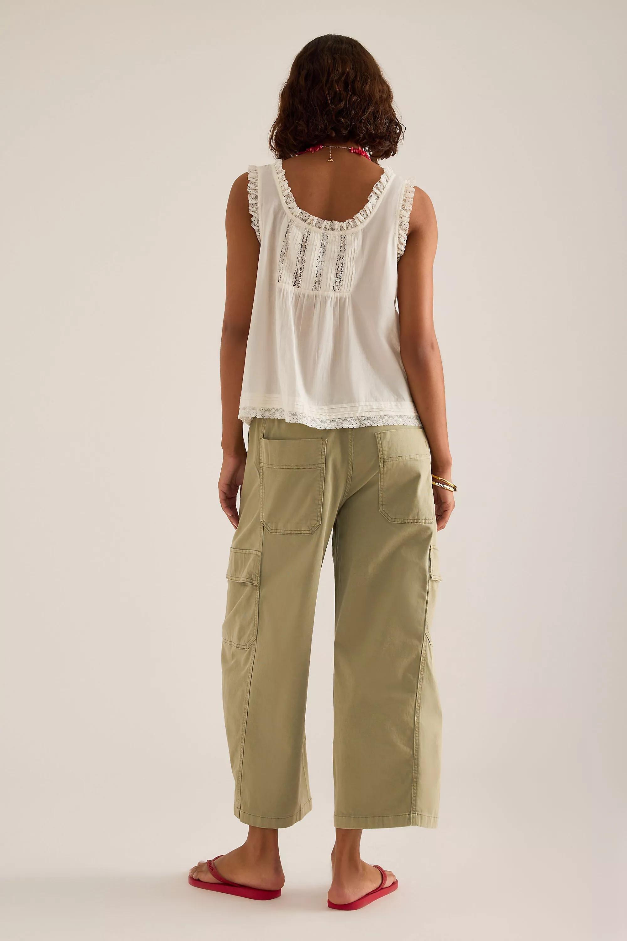 Izzie Relaxed Pull-On Cargo Barrel Pants By Pilcro, Green, Green, large image number 8