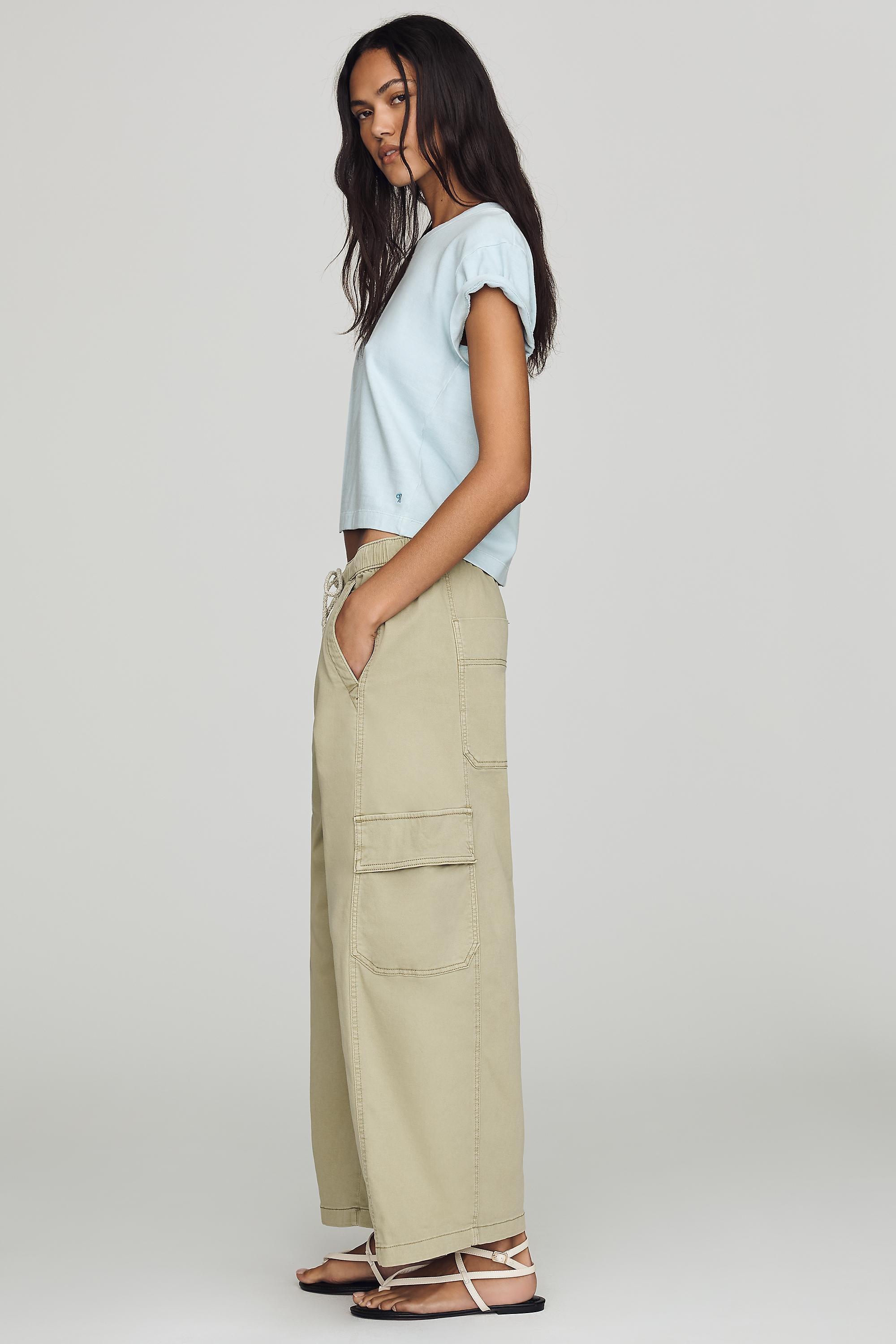 Izzie Relaxed Pull-On Cargo Barrel Pants By Pilcro, Green, Green, large image number 9