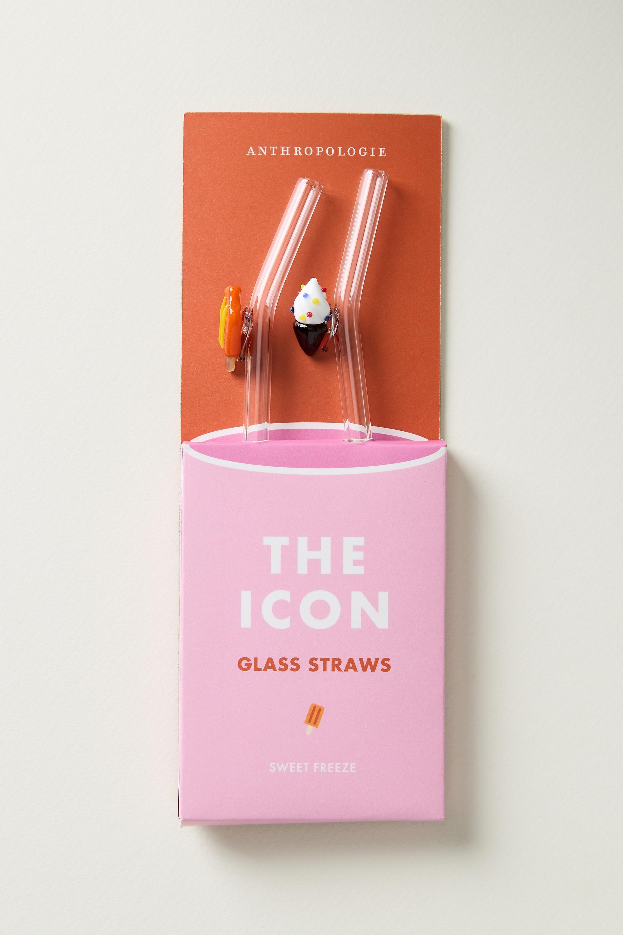 Icon Straws, Set Of 2, Multicolour, Orange, medium