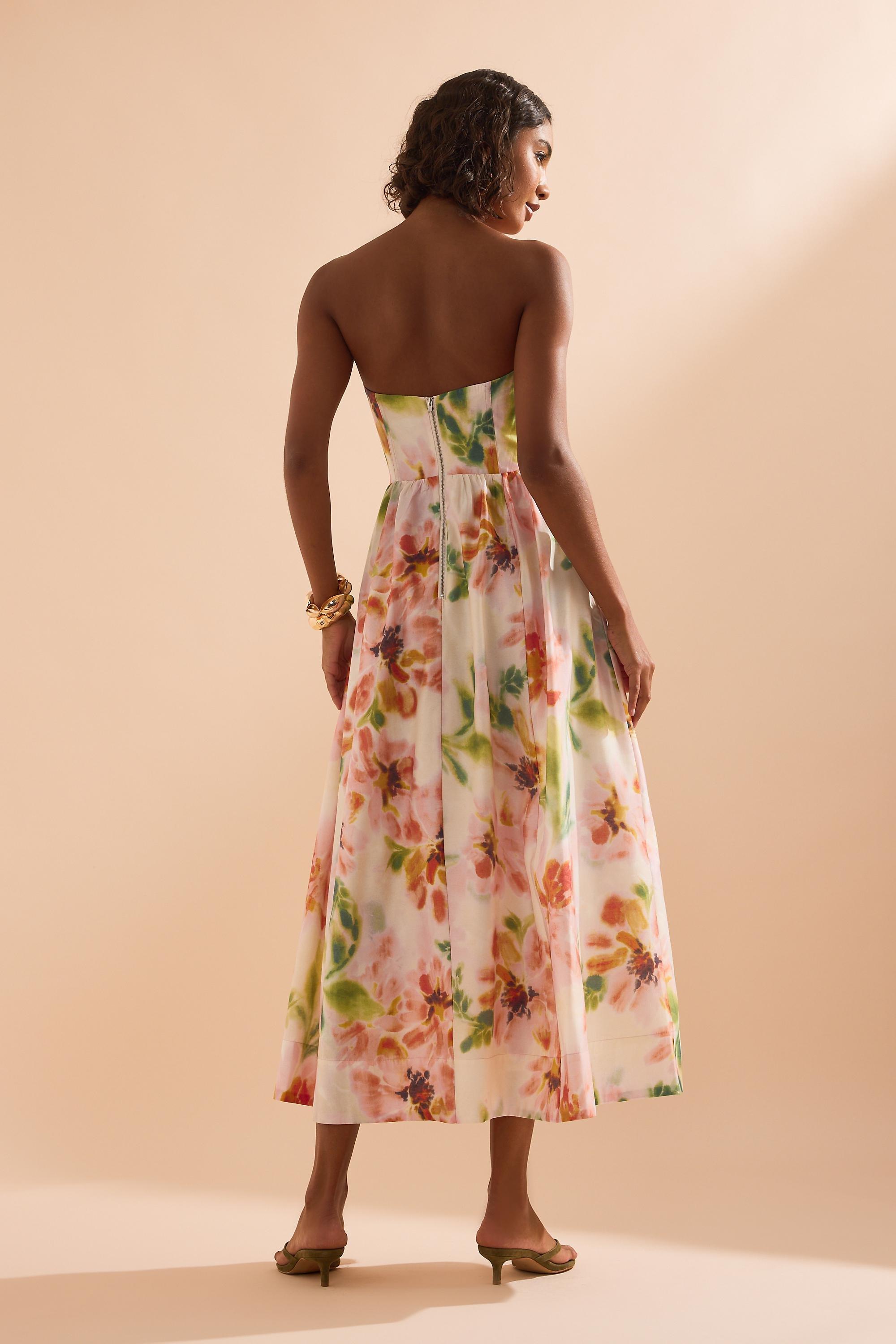 Bardot Lola Strapless Corset Midi Dress, Pink, A501_0529, large image number 1