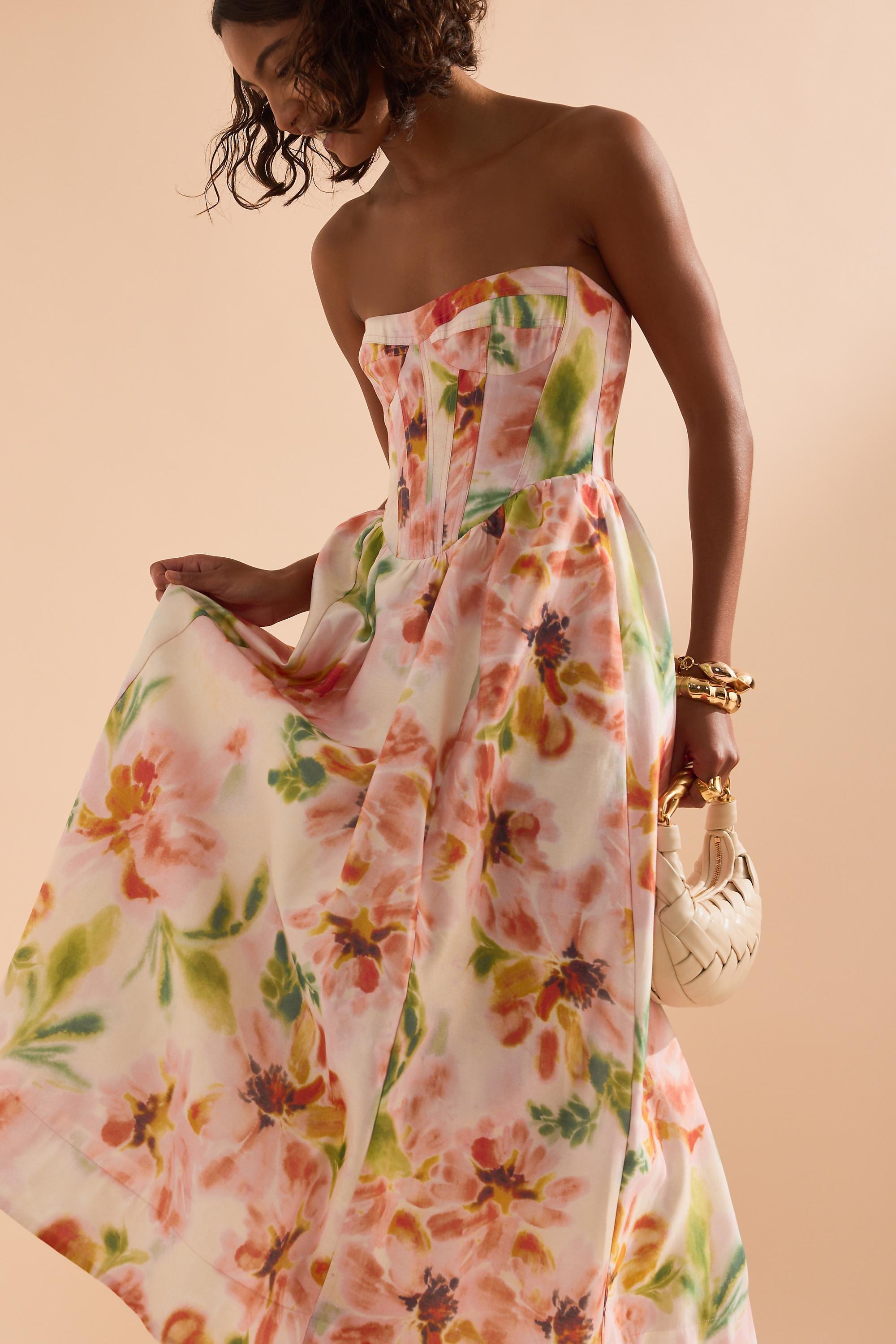 Bardot Lola Strapless Corset Midi Dress, Pink, A501_0529, large image number 2