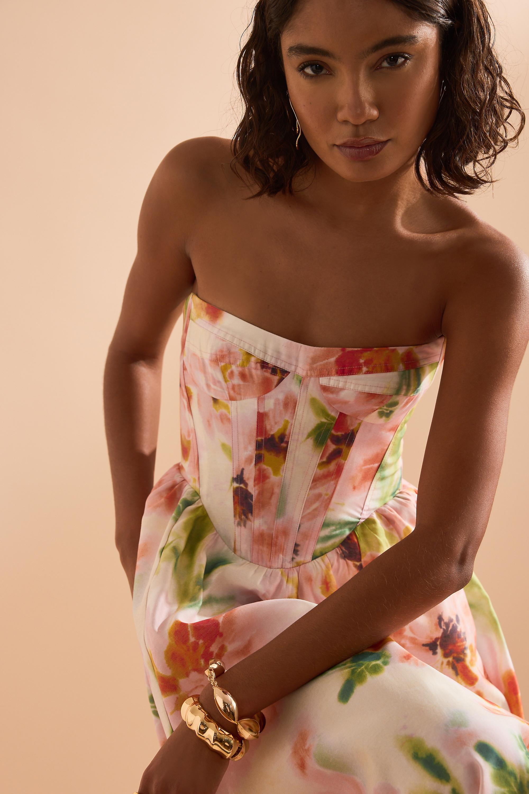 Bardot Lola Strapless Corset Midi Dress, Pink, A501_0529, large image number 4