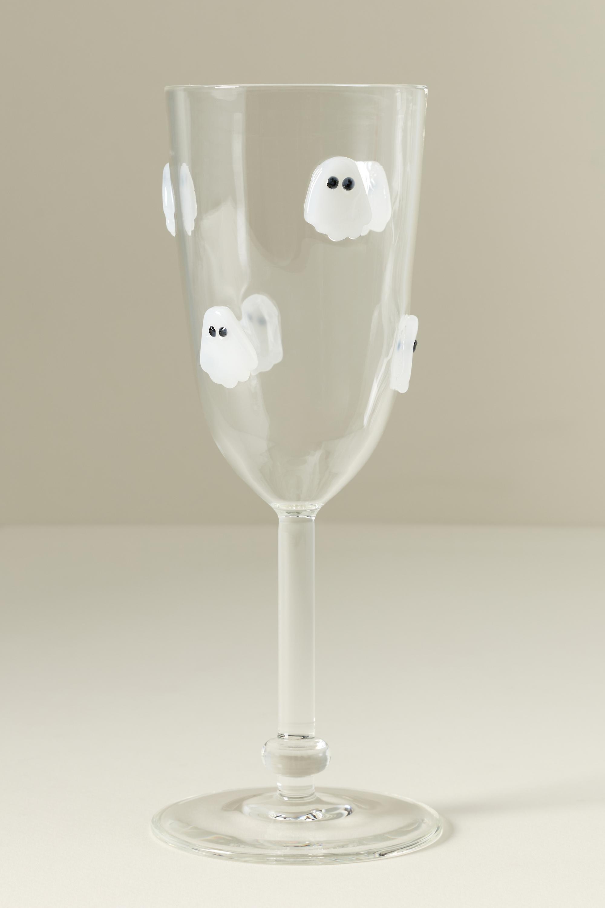 By Anthropologie Halloween Icon Flute Glass, White, medium