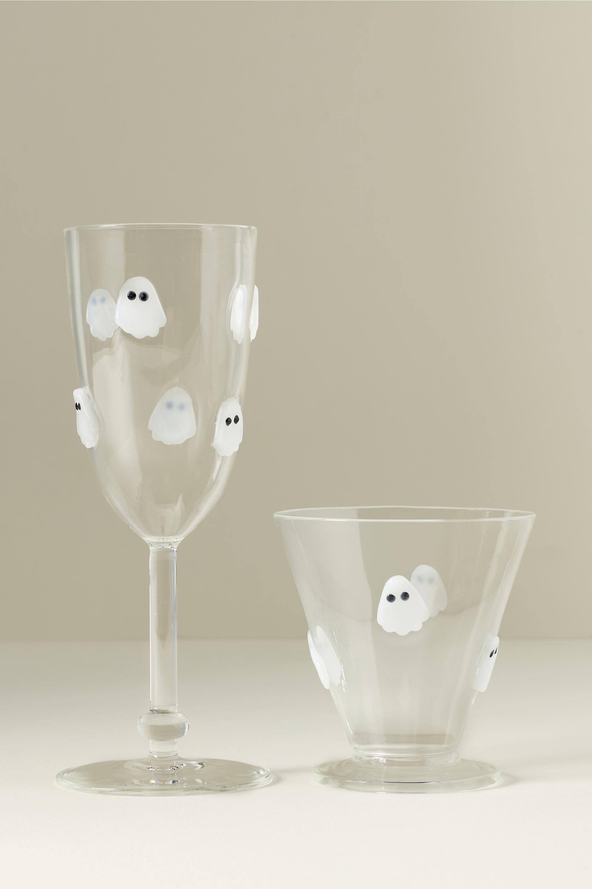 By Anthropologie Halloween Icon Flute Glass, White, medium