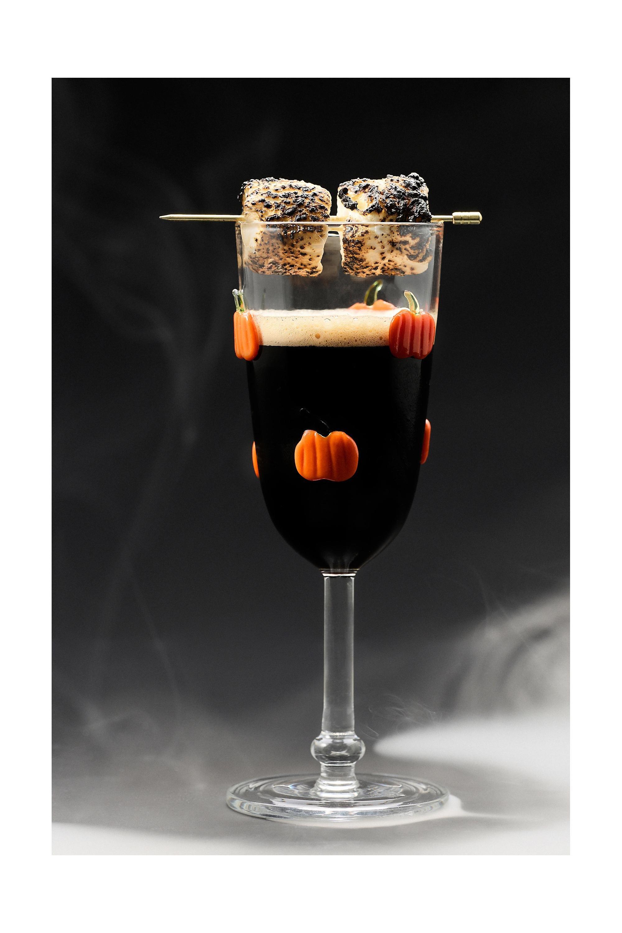 By Anthropologie Halloween Icon Flute Glass, Orange, medium