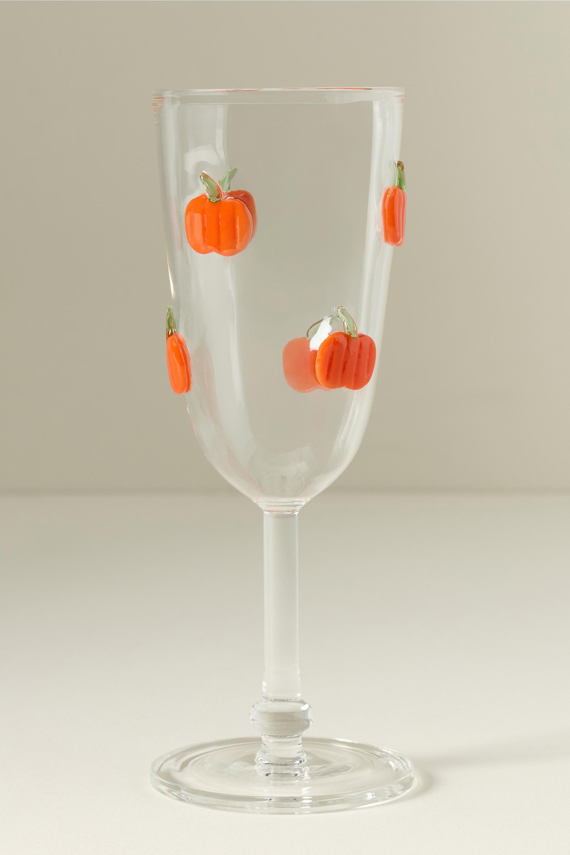 By Anthropologie Halloween Icon Flute Glass, Orange, medium