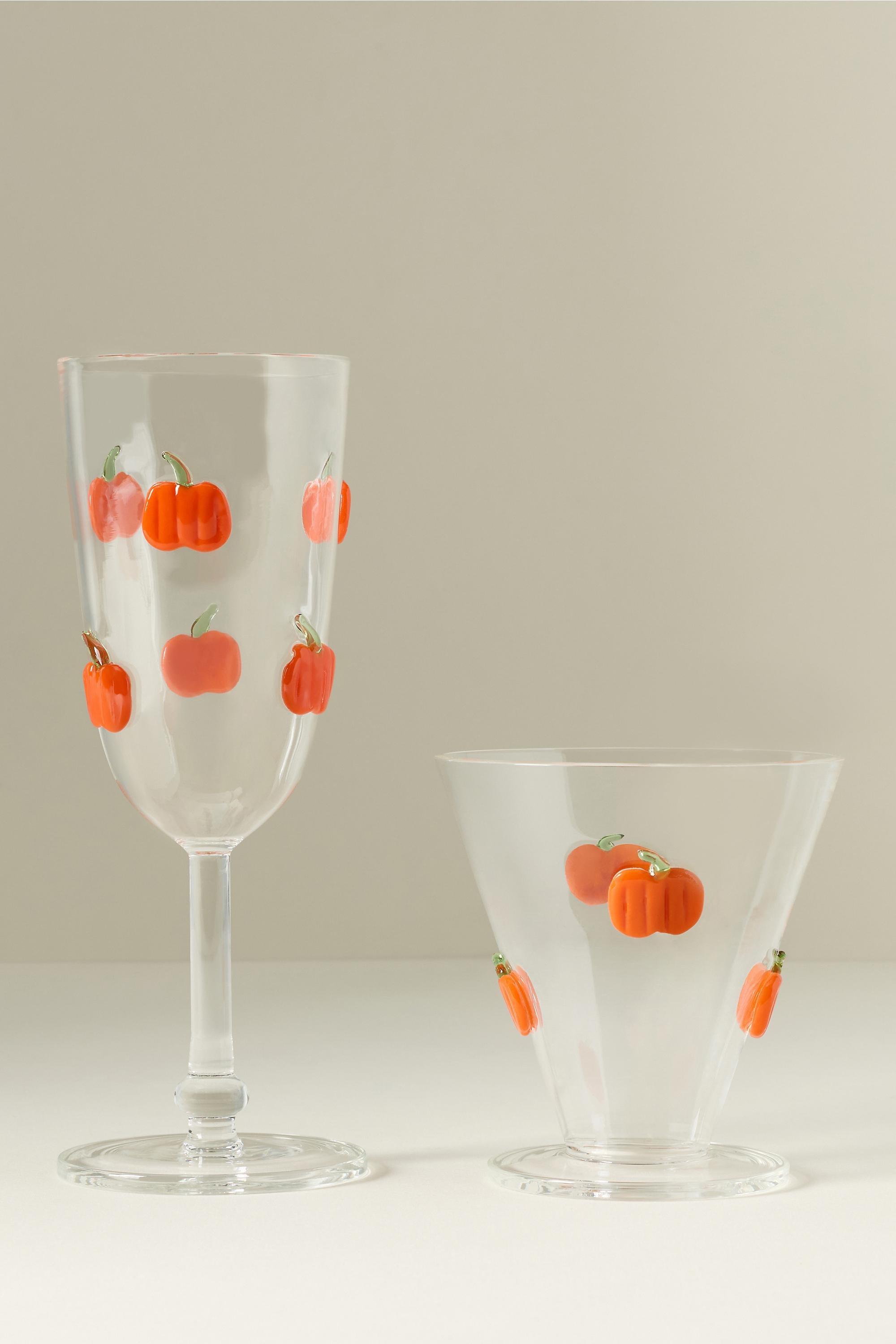 By Anthropologie Halloween Icon Flute Glass, Orange, medium