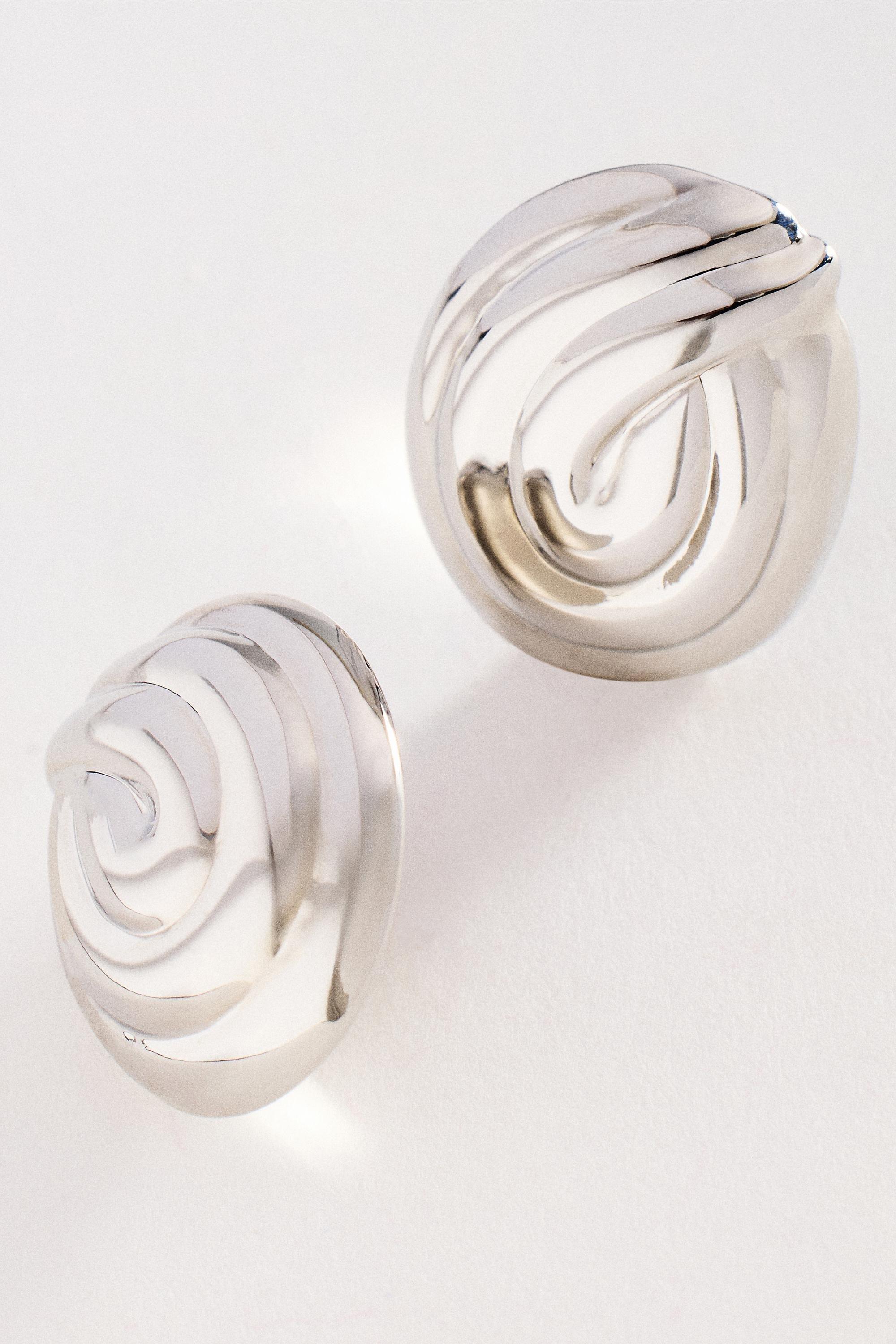 Chunky Swirl Post Earrings, Silver, Silver, large image number 0