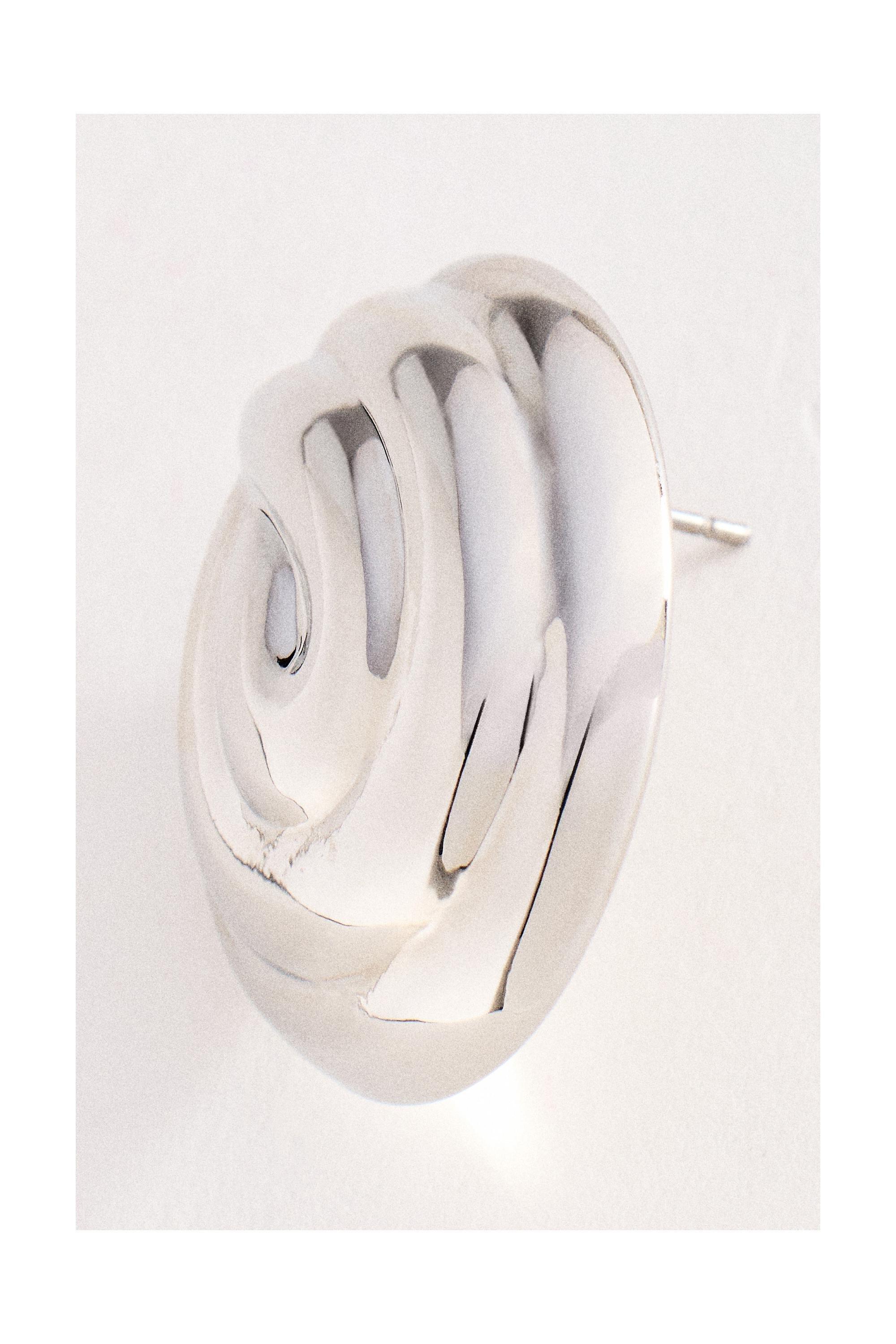 Chunky Swirl Post Earrings, Silver, Silver, large image number 1