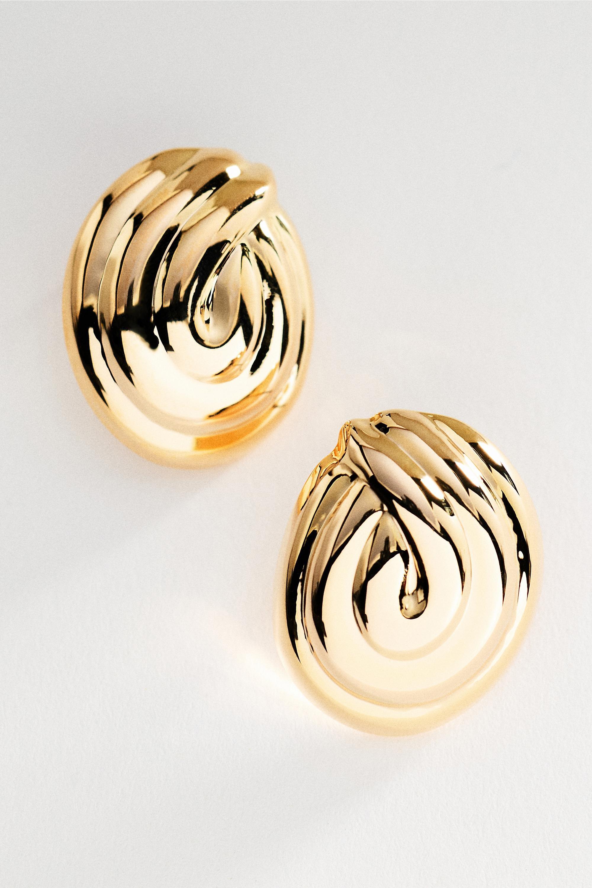 Chunky Swirl Post Earrings, Gold, Gold, large image number 2