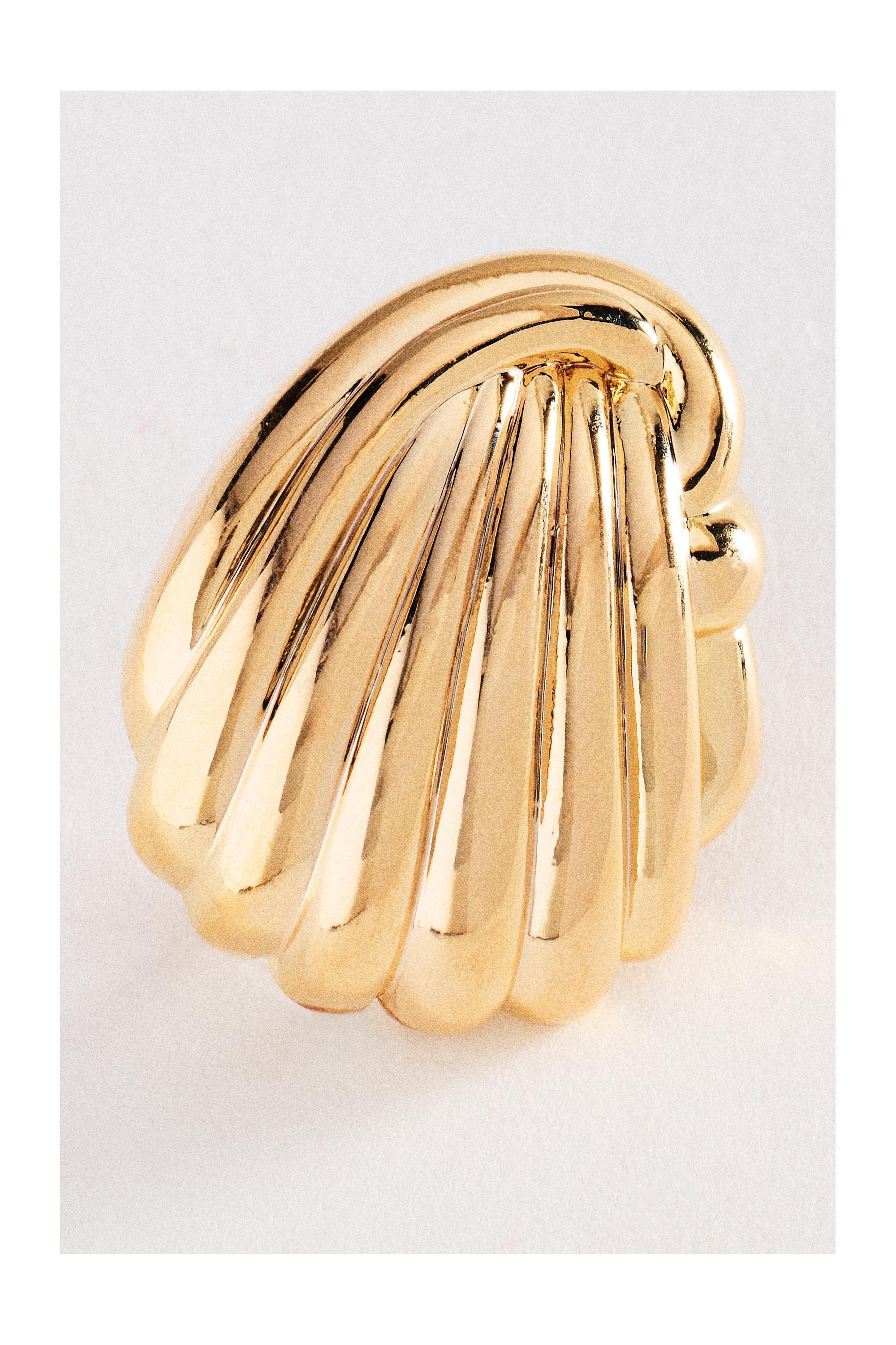 Dome Sculptural Stud Earrings, Gold, Gold, large image number 2
