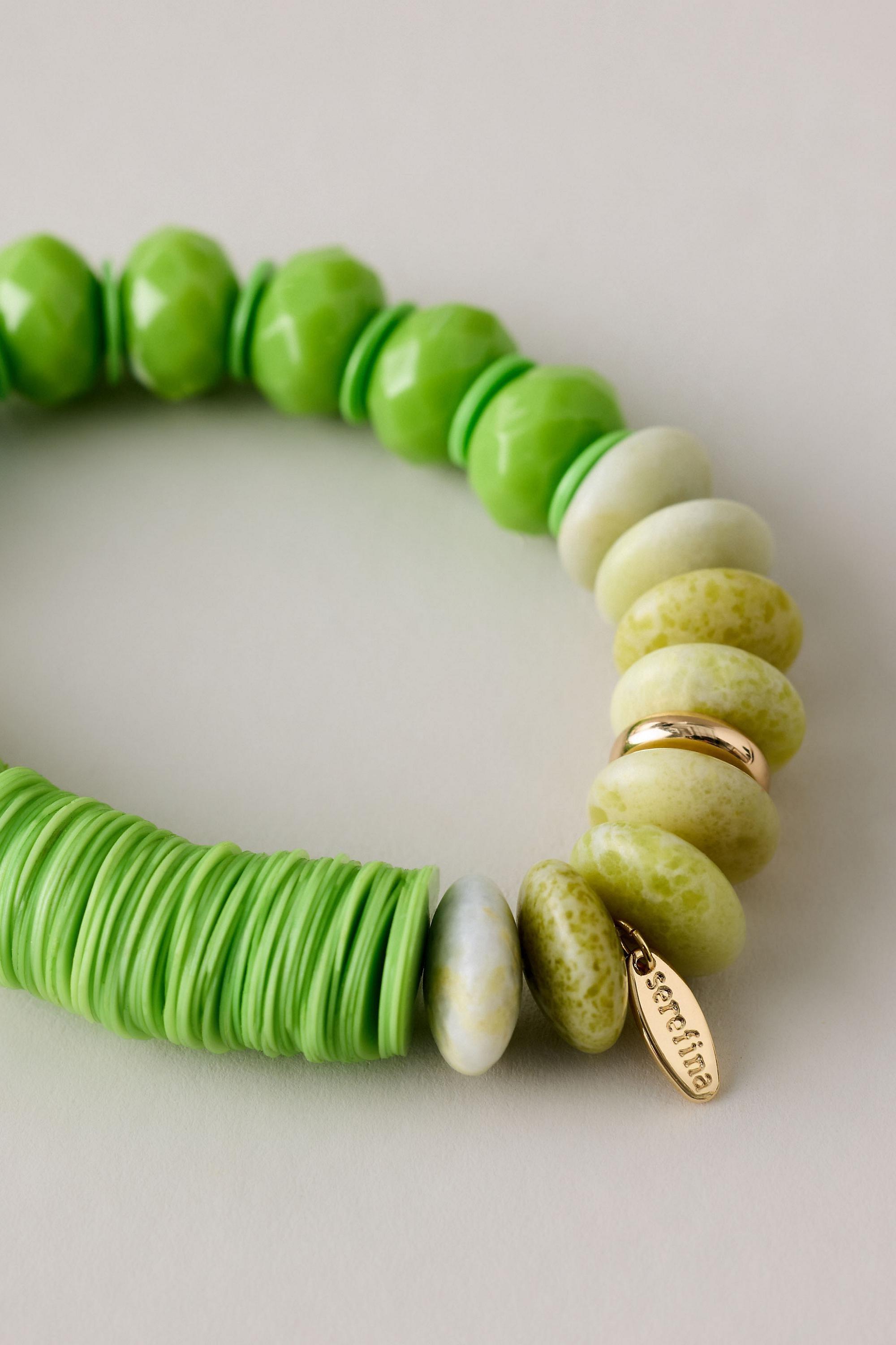 Chunky Beaded Stretch Bracelet, Green, A501_0030, large image number 3