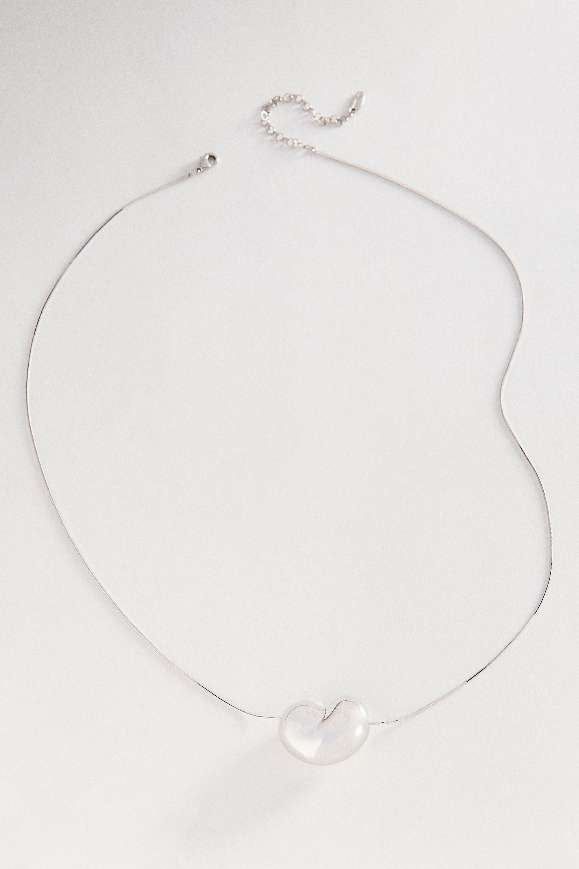 Metal Bean Pendant Necklace, Gold, Silver, medium