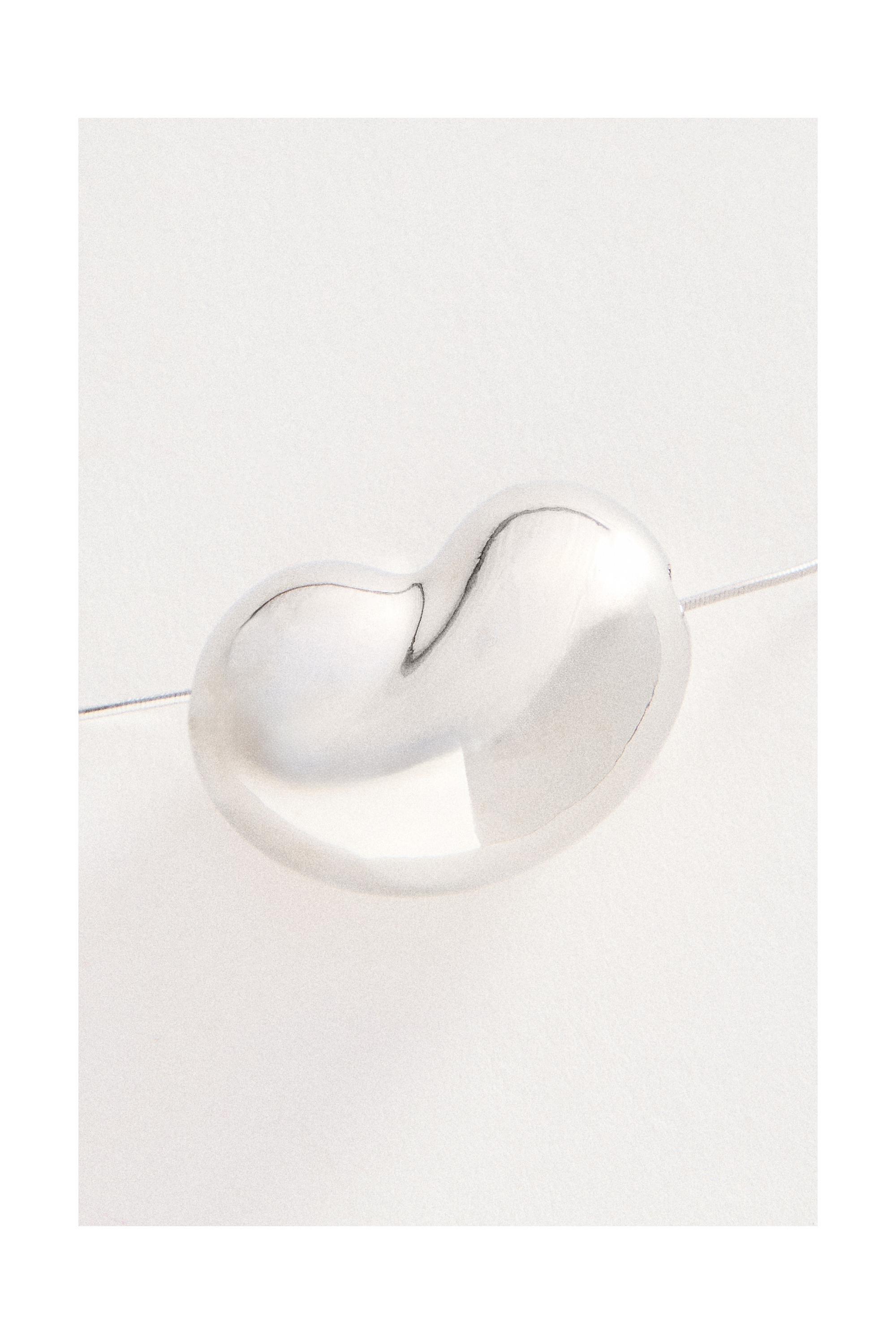 Metal Bean Pendant Necklace, Gold, Silver, medium