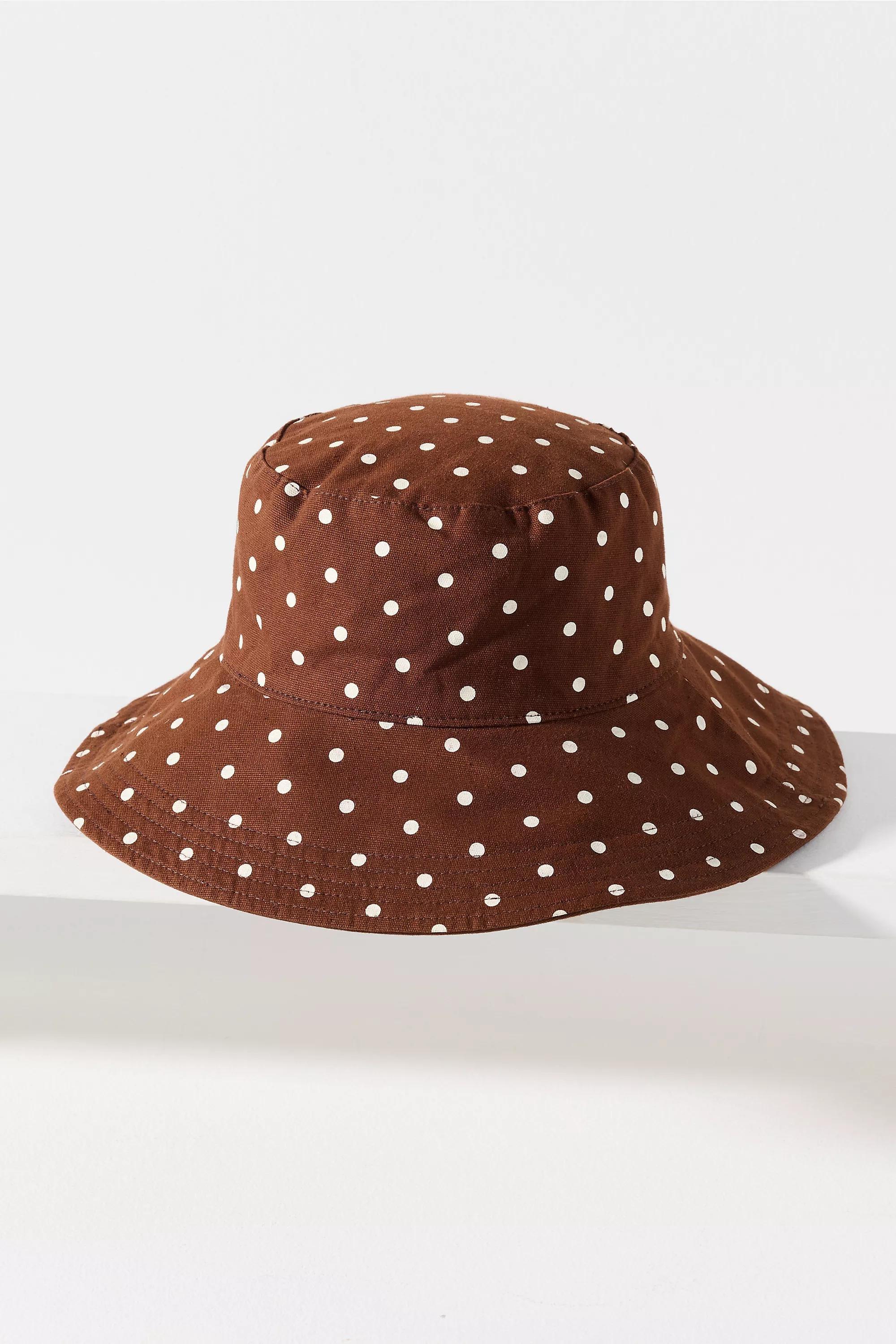 By Anthropologie Polka Dot Bucket Hat, Brown, Brown, large image number 0