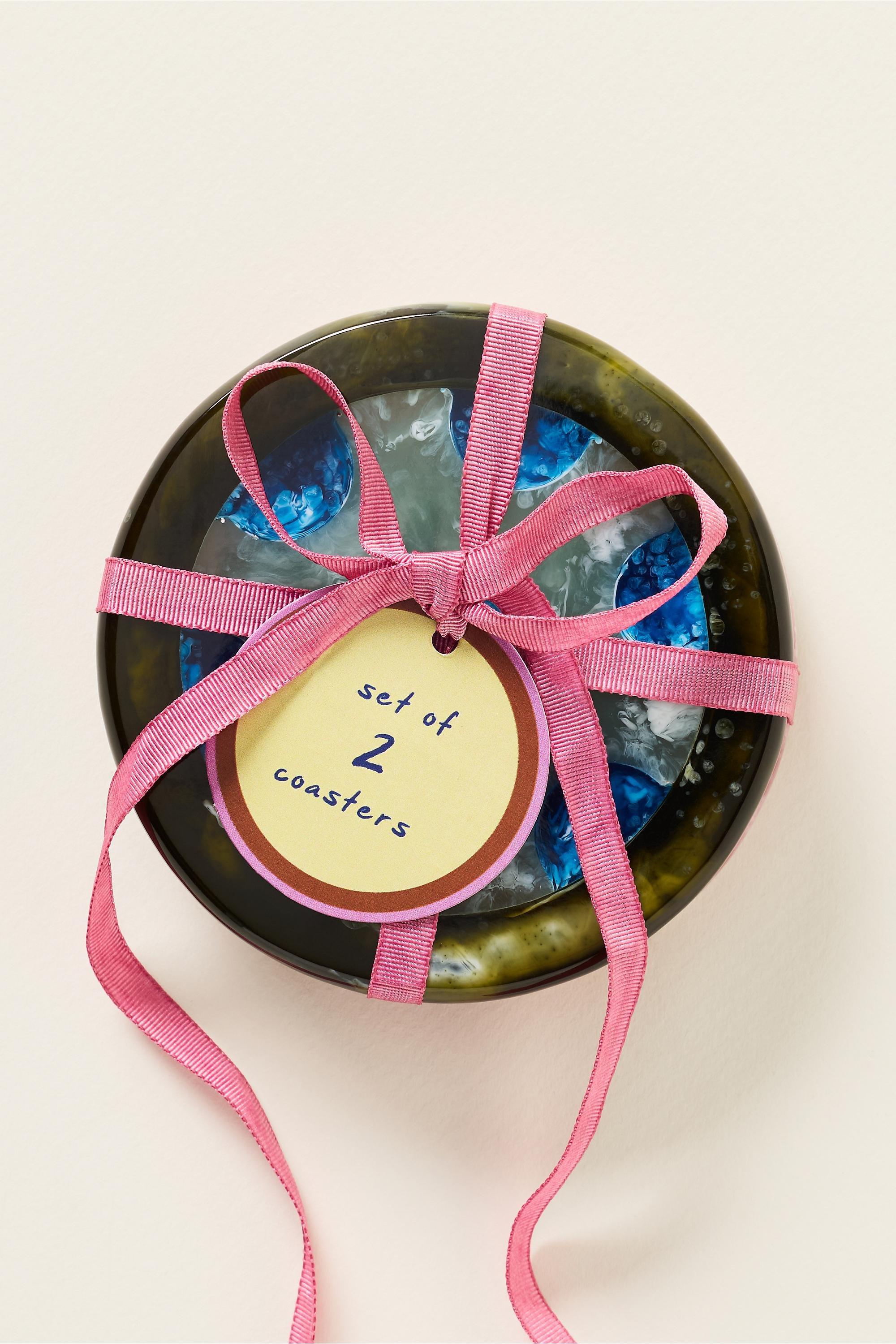 Polka Dot Resin Coasters, Set Of 2, Multicolour, Blue, large image number 3