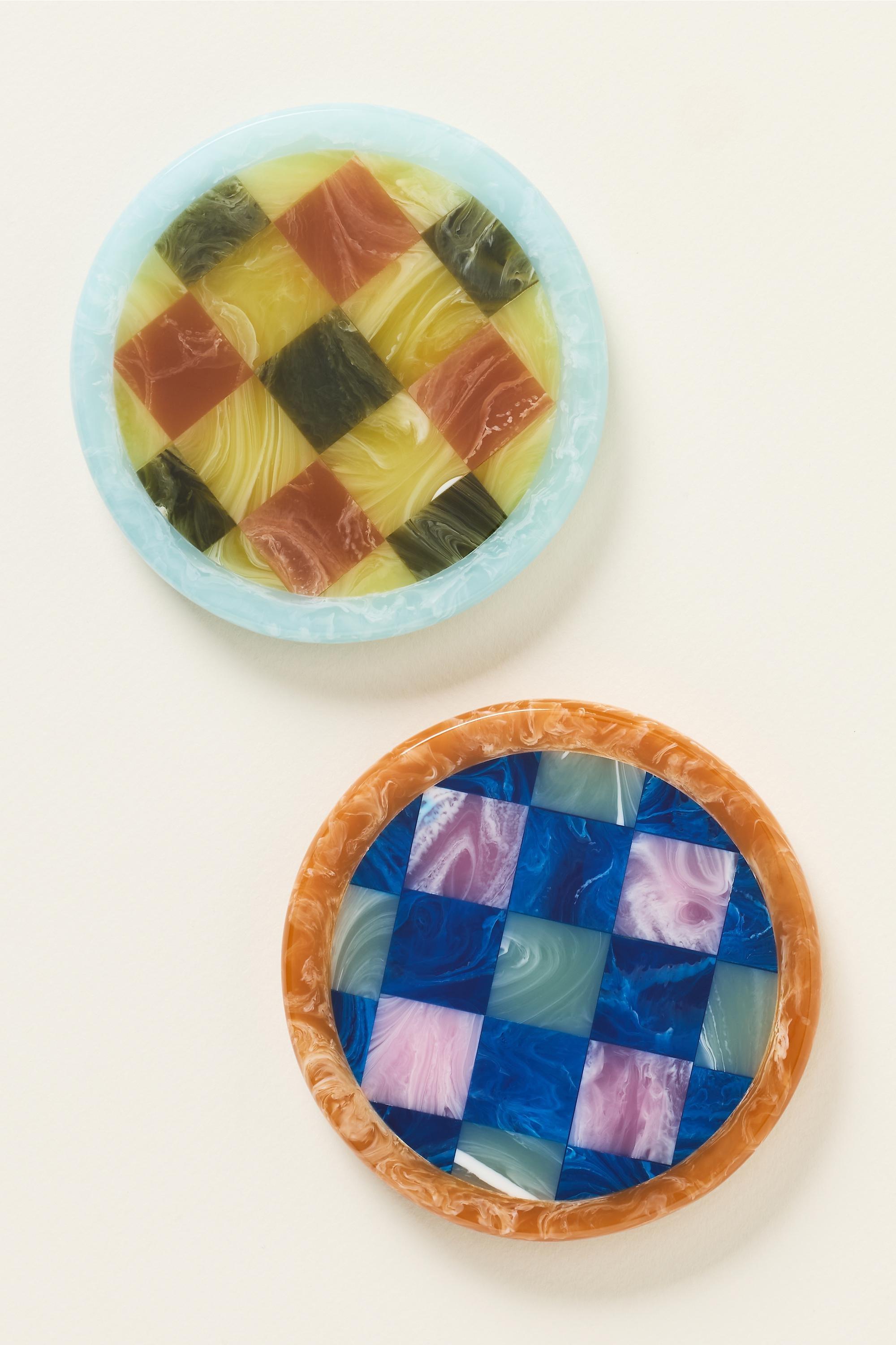 Polka Dot Resin Coasters, Set Of 2, Yellow, Yellow, large image number 0