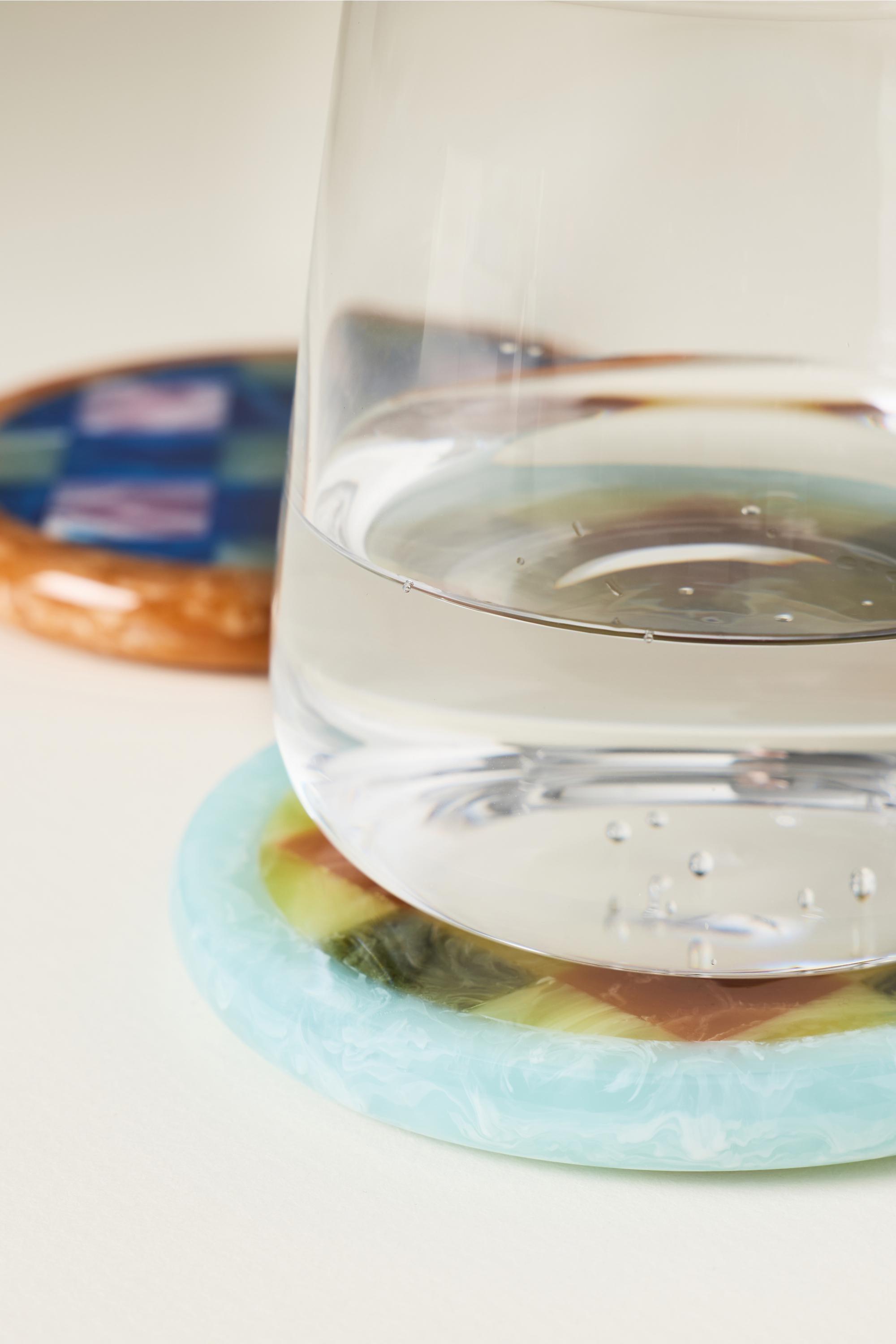 Polka Dot Resin Coasters, Set Of 2, Yellow, Yellow, large image number 2