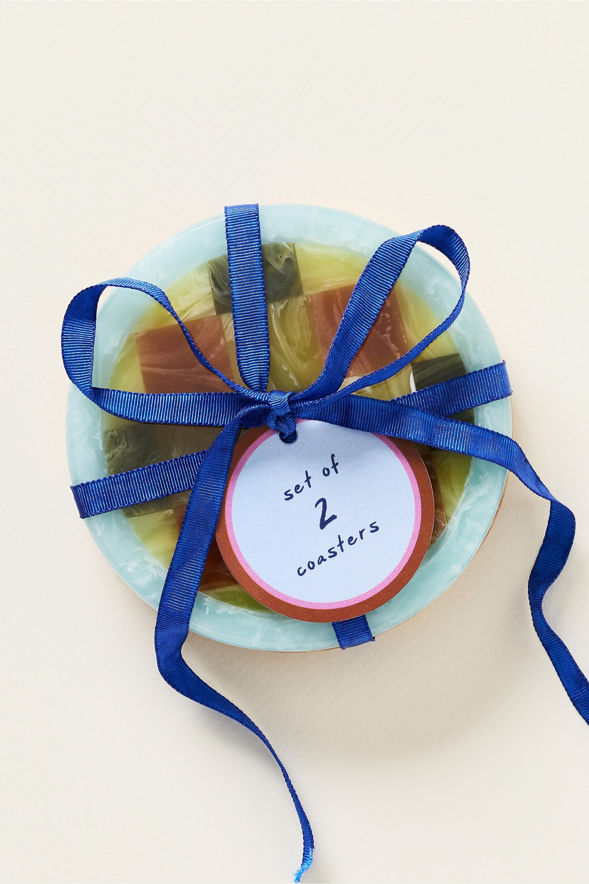 Polka Dot Resin Coasters, Set Of 2, Yellow, Yellow, large image number 3