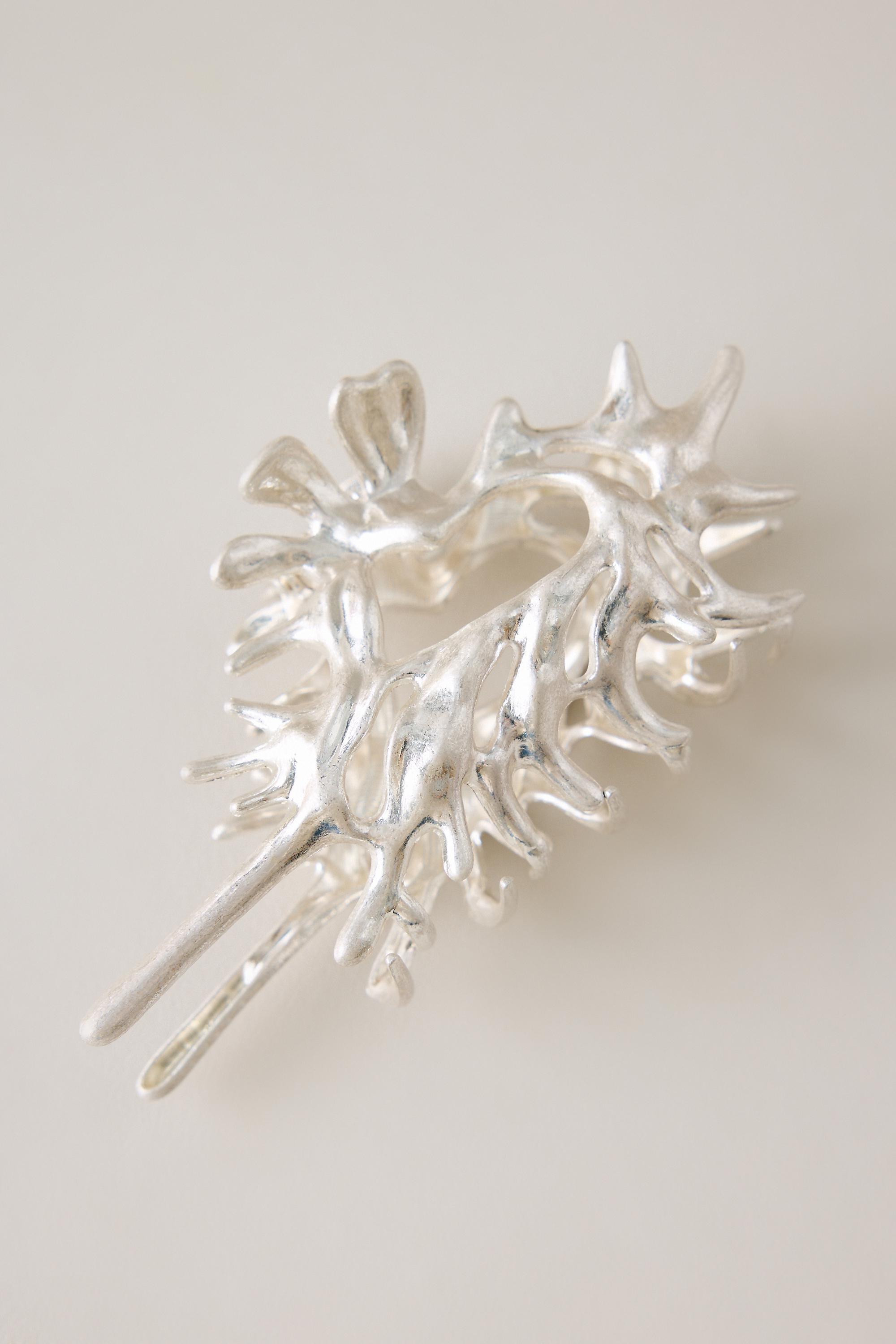 Coral Hair Claw Clip, Silver, A501_0007, medium