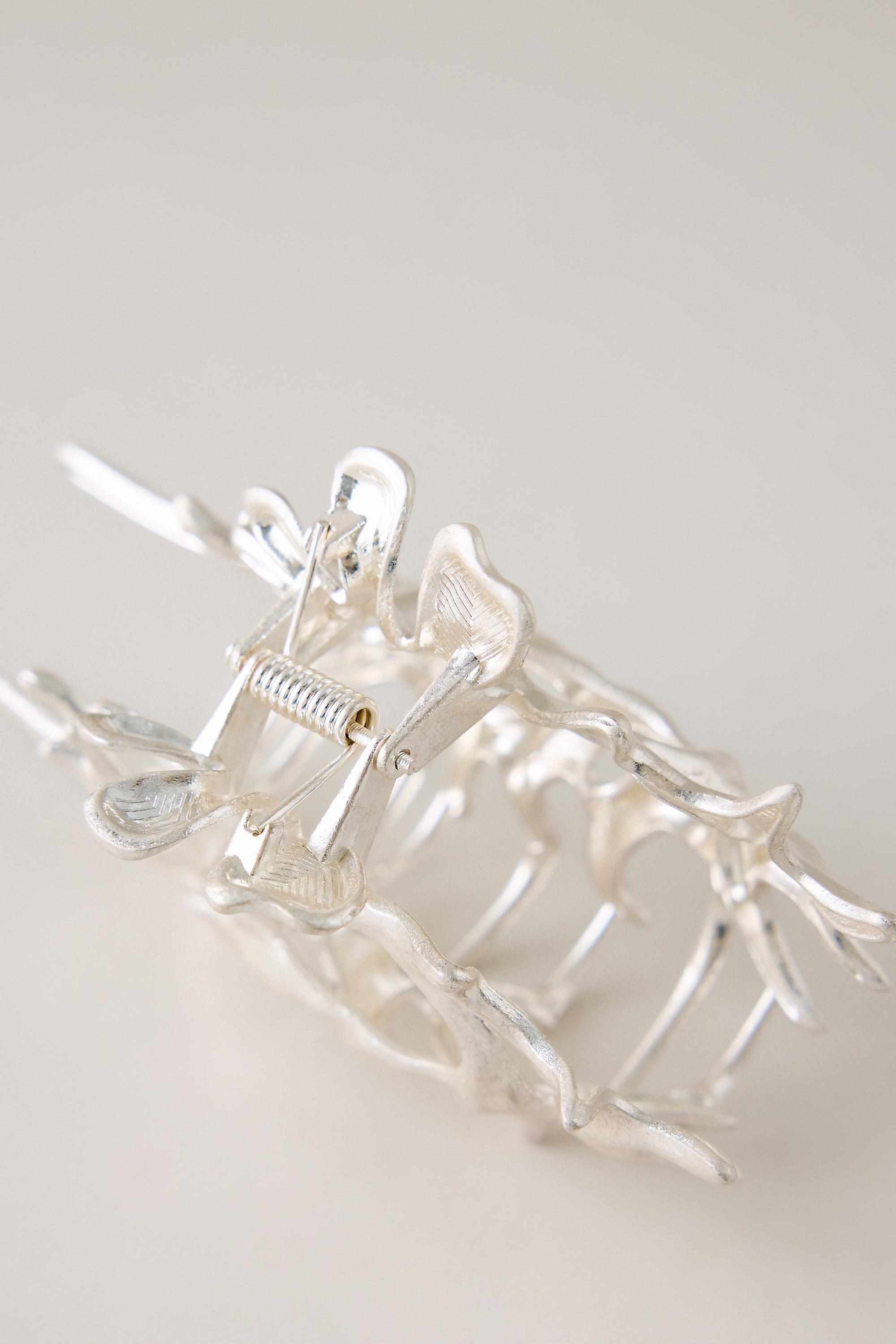 Coral Hair Claw Clip, Silver, A501_0007, large image number 2