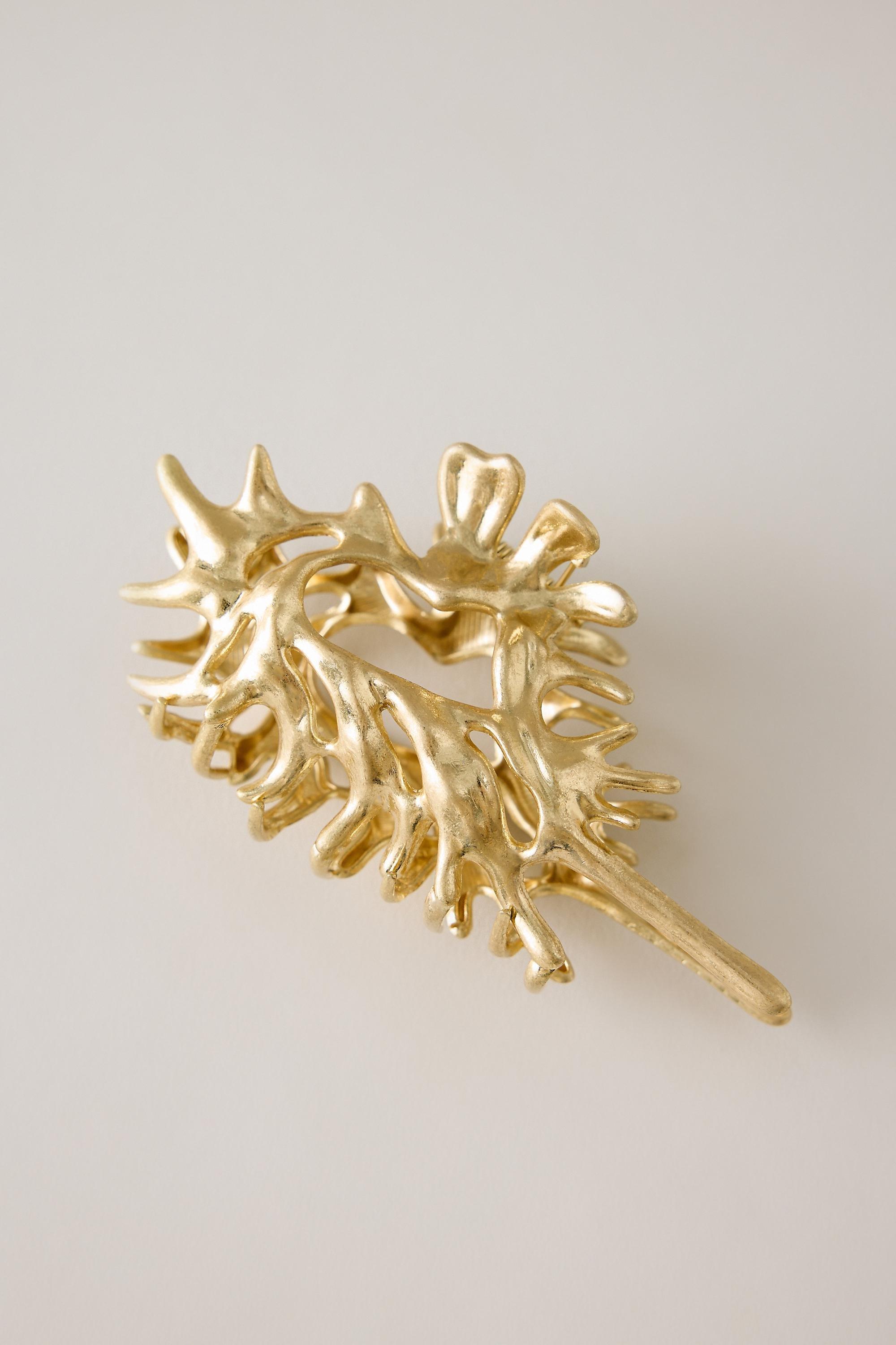 Coral Hair Claw Clip, Gold, A501_0070, large image number 0