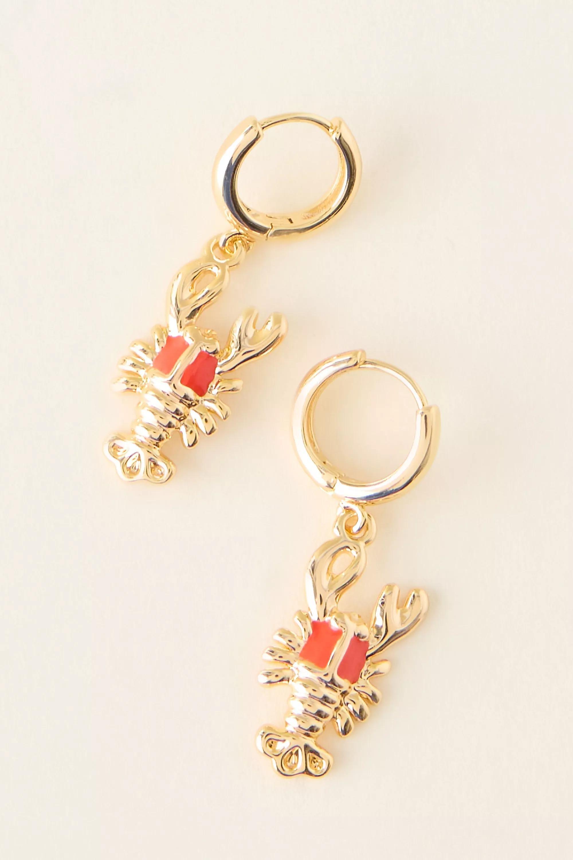 Gold-Plated Lobster Huggie Hoop Earrings, A501_0070, medium