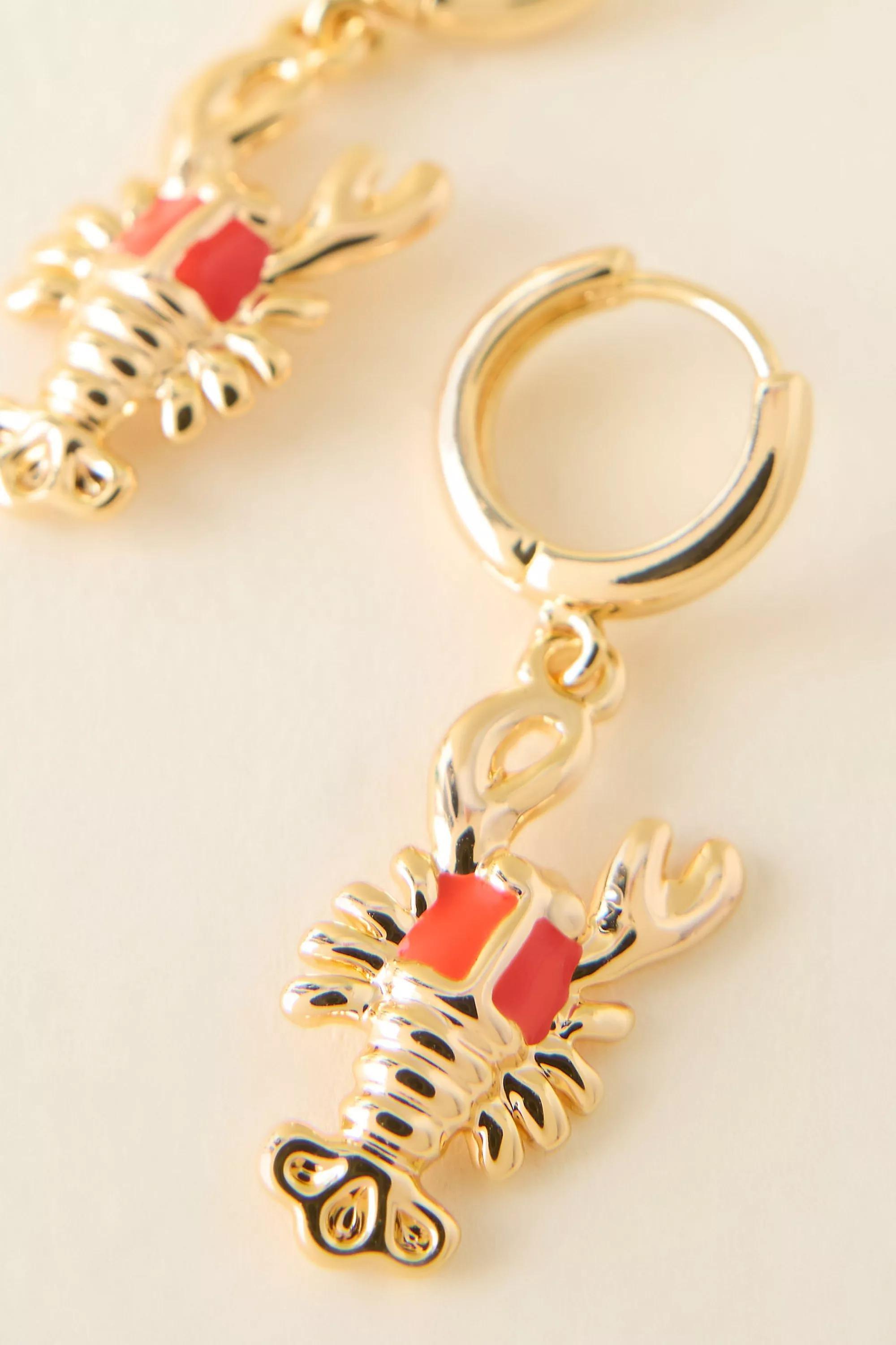 Gold-Plated Lobster Huggie Hoop Earrings, A501_0070, medium