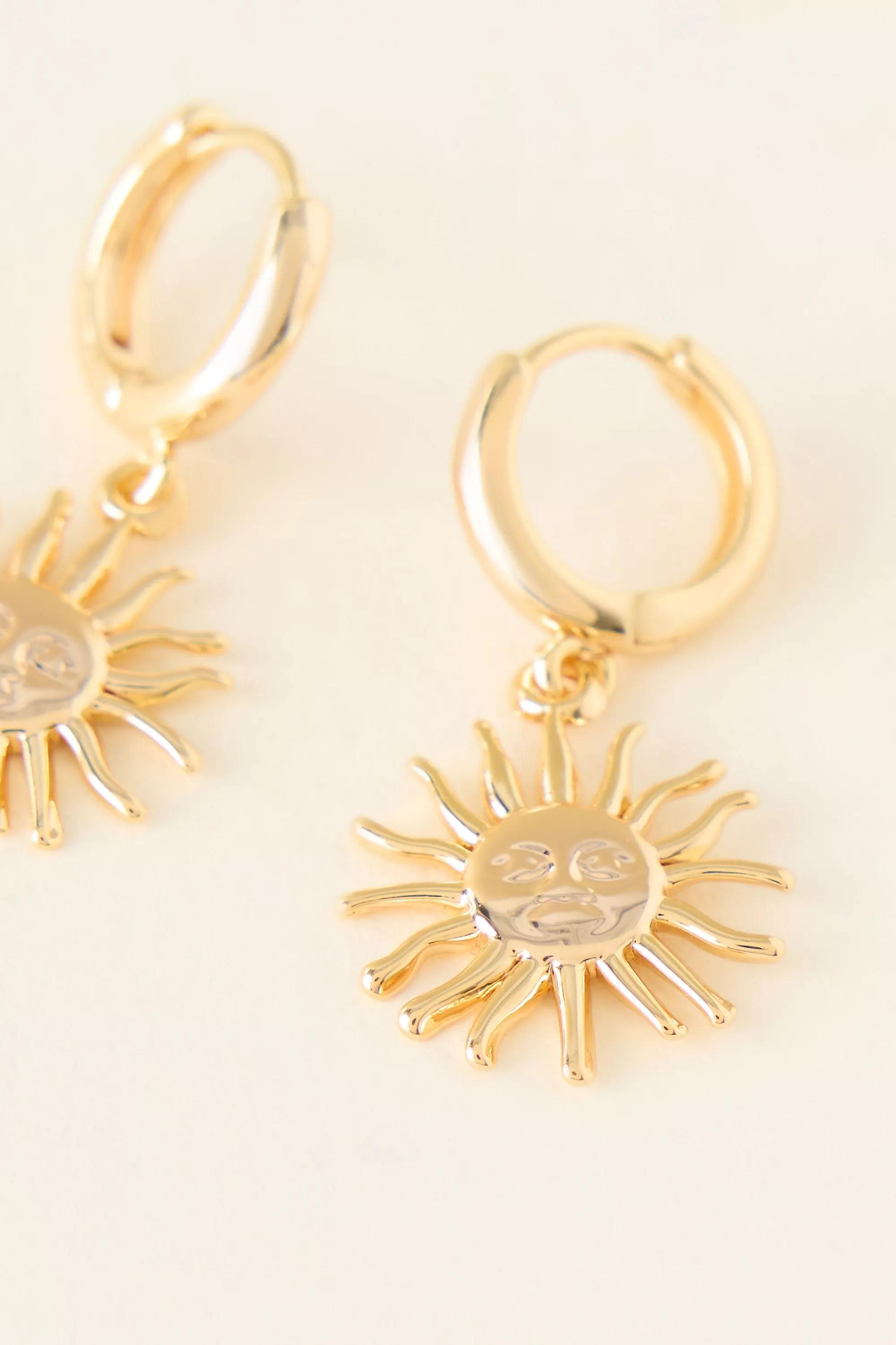 Gold-Plated Sun Huggie Hoop Earrings, A501_0070, large image number 2