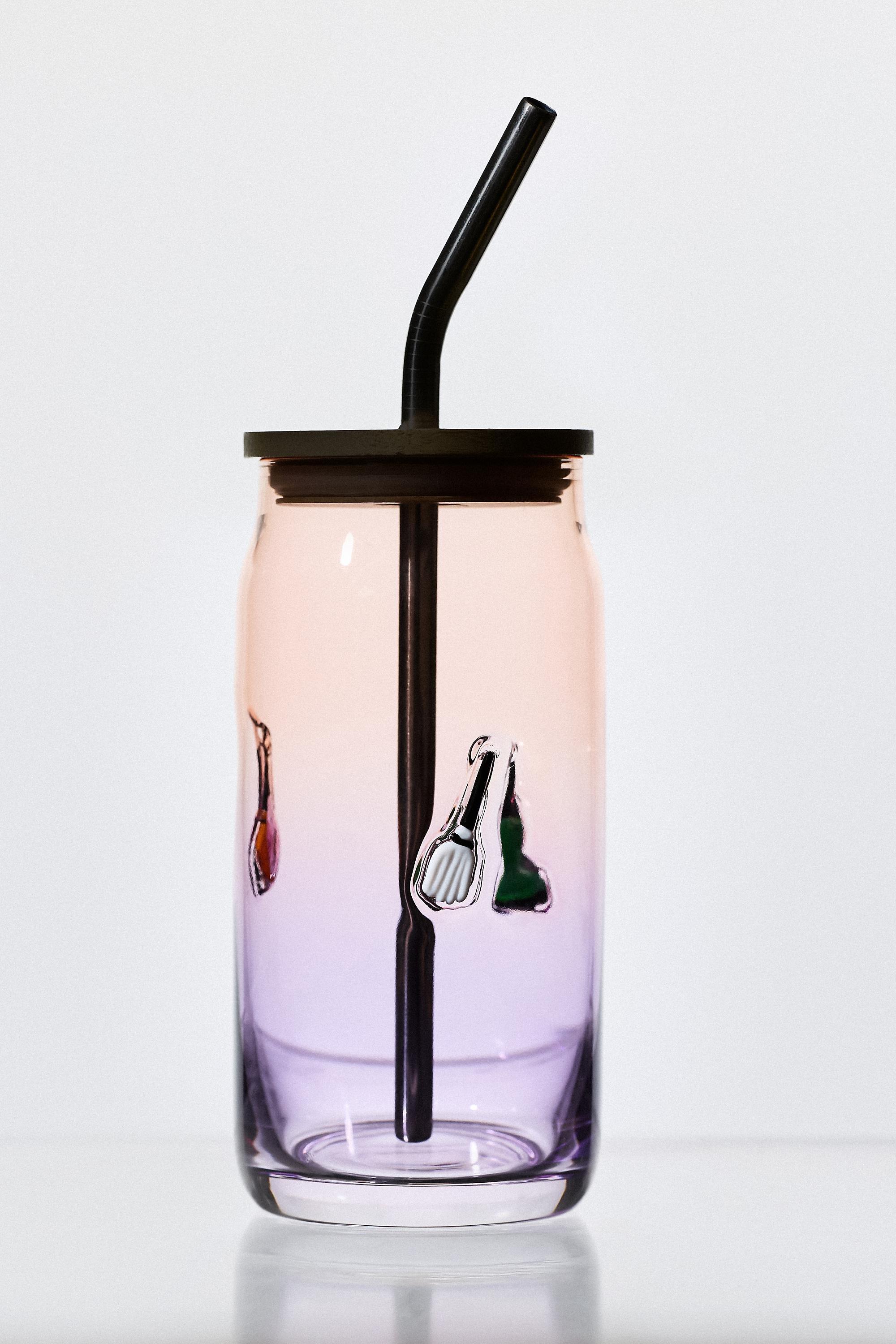 Mystic Halloween Icon Juice Glass Tumbler with Lid, Purple, medium